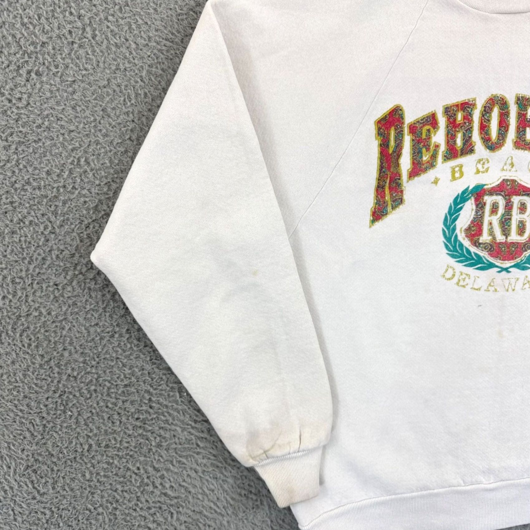 Jerzees VINTAGE Rehoboth Beach Sweatshirt Men M White Long Sleeve Pullover Logo USA 90s Beach Classic Graphic Print Size US M / EU 48-50 / 2 - 4 Thumbnail