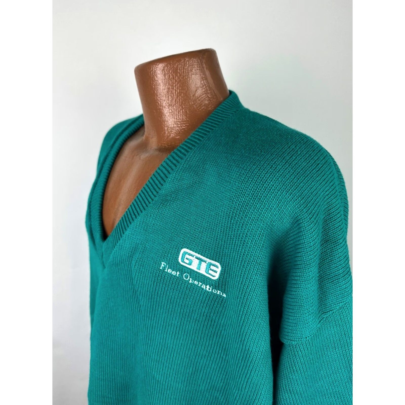 Vintage VINTAGE Vantage Teal Green Cotton Pullover Sweater - Mens XL, Long Sleeve, Knit, V-Neck, 80s Preppy Dad Grunge Retro Size US XL / EU 56 / 4 - 5 Thumbnail