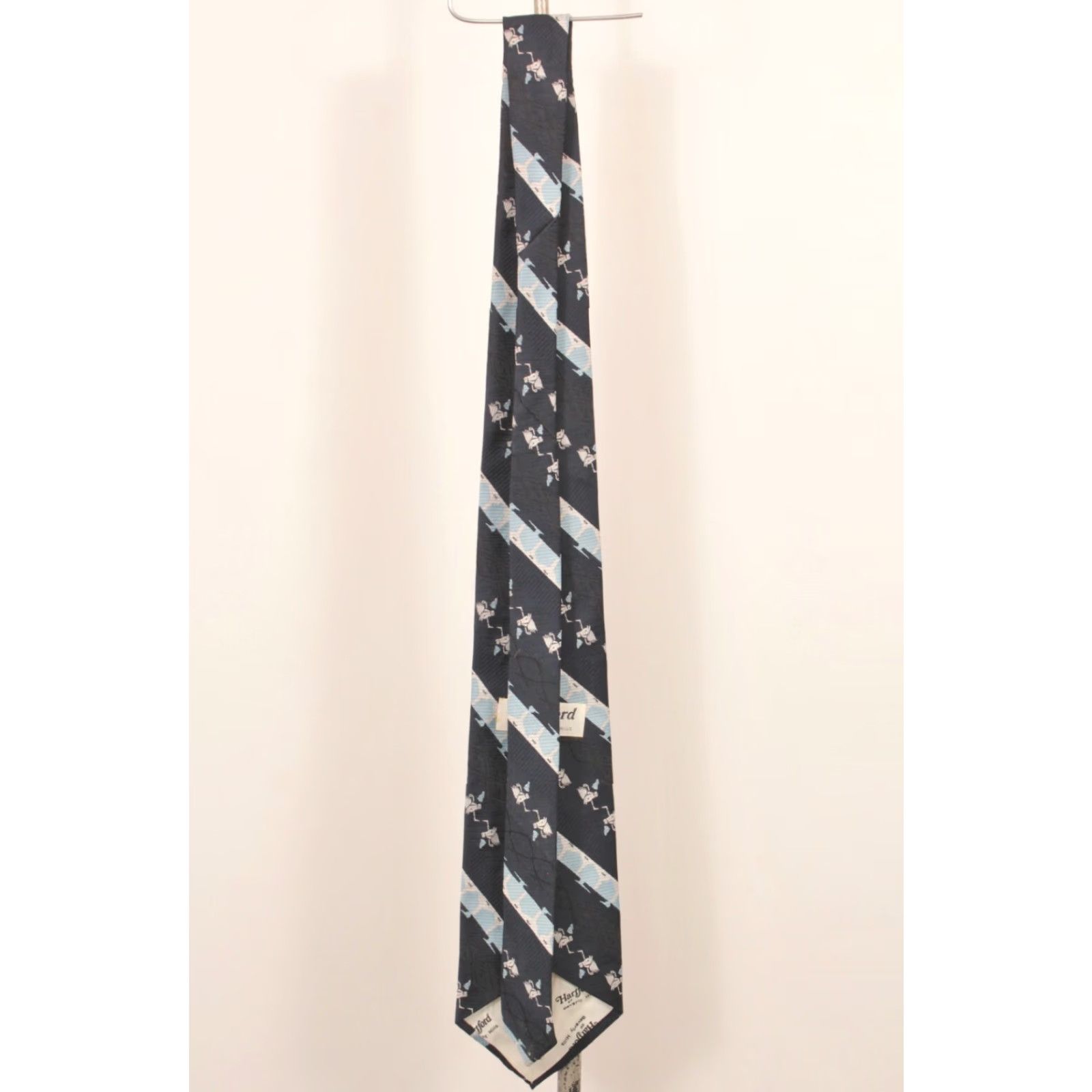 Hartford VTG Hartford 70s Tie Neck Tie Men Blue Horse Abstract Striped Long 55" Nylon NOS Modern Size ONE SIZE - 3 Thumbnail