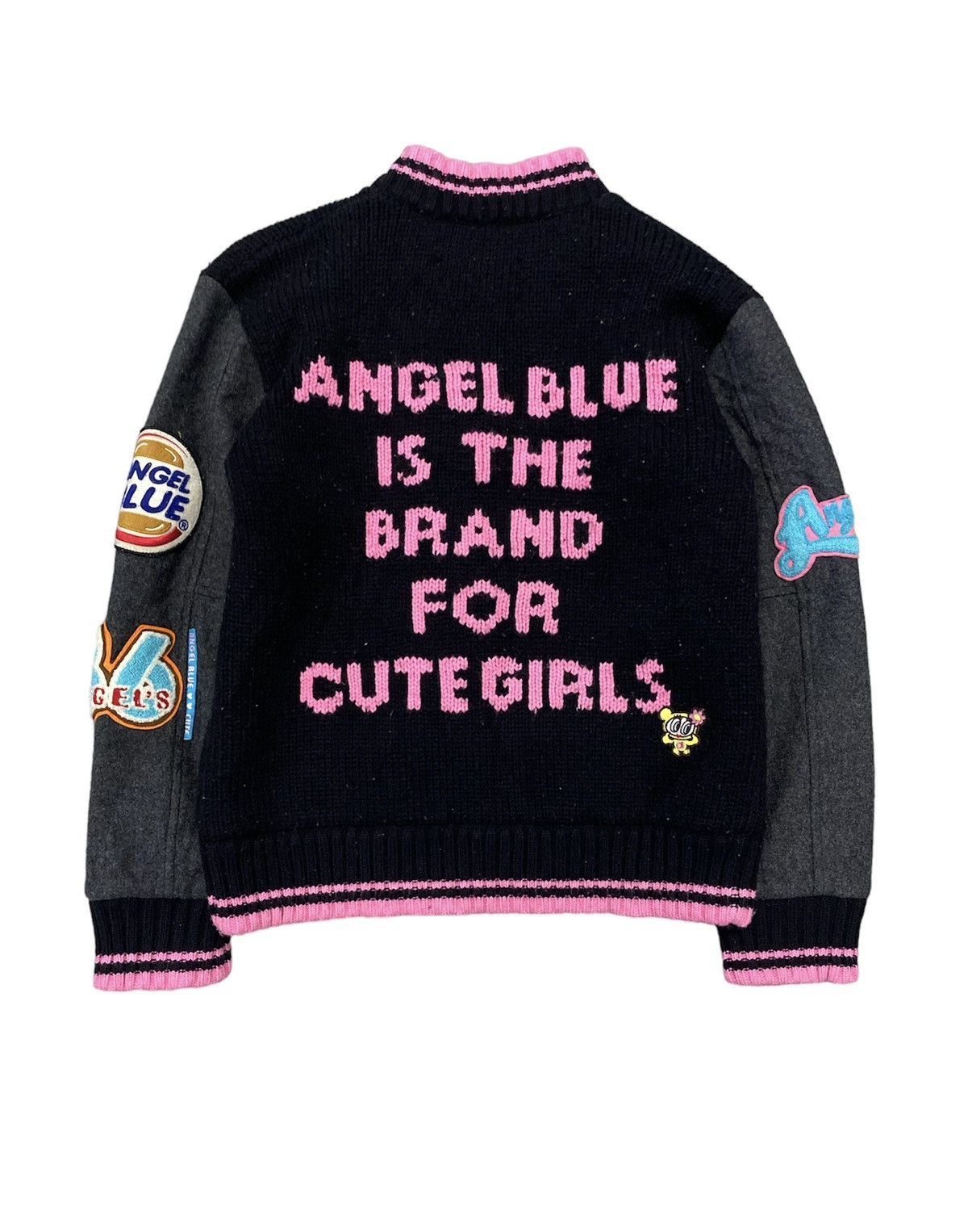image of 20471120 x Angel Blue 1990S Angel Blue Knit Patch Brand For Cute Girl Varsity in Black, Women's (Si
