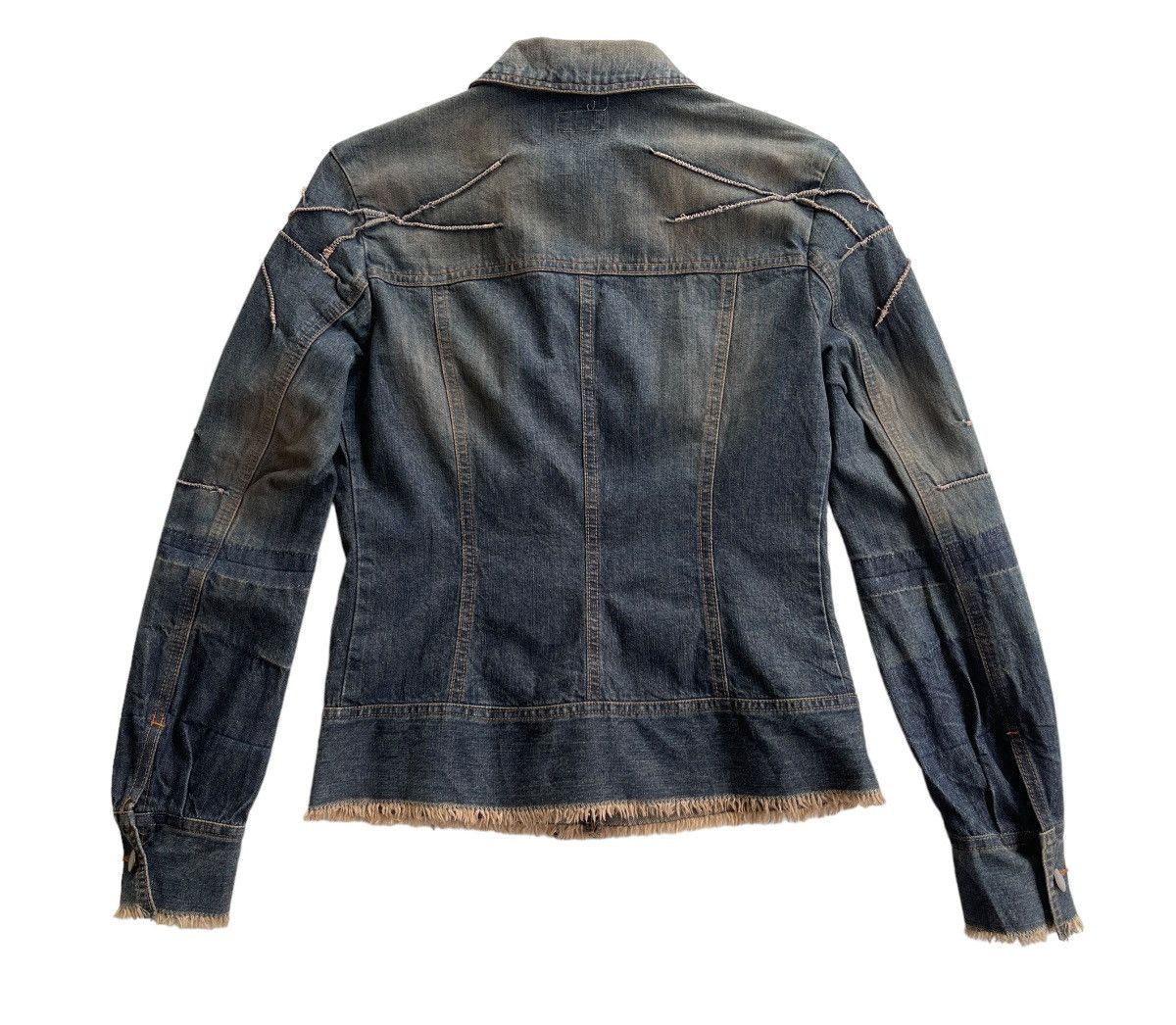 Vintage Cultura Frayed Hem Cuff Italian Denim Jacket Size S / US 4 / IT 40 - 3 Thumbnail