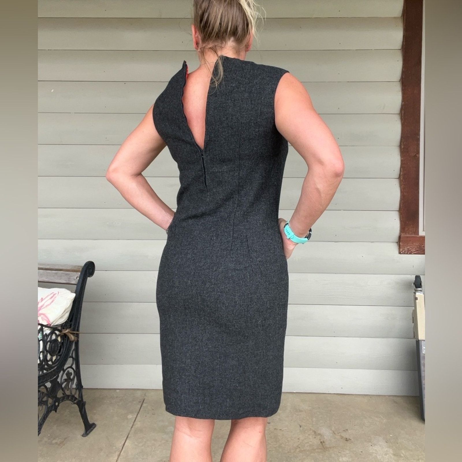 Pendleton 60s Pendleton Woolen Mills Gray Wool Sleeveless Sheath Dress Size L / US 10 / IT 46 - 13 Thumbnail