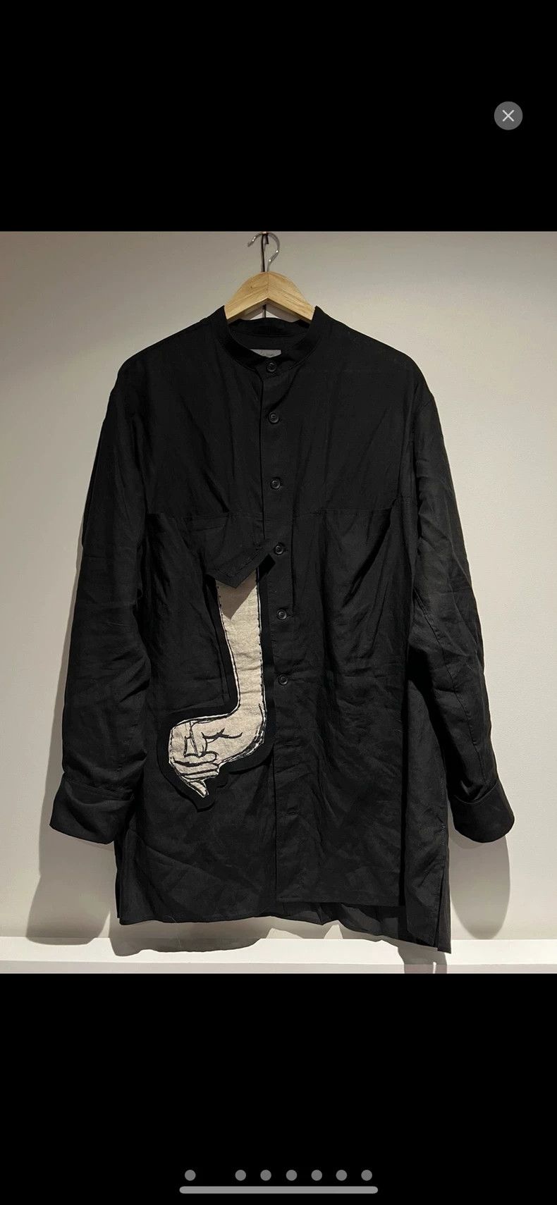 Yohji Yamamoto Yohji Yamamoto Heavy duty black "hand" applique ramie rayo Size US M / EU 48-50 / 2 - 1 Thumbnail