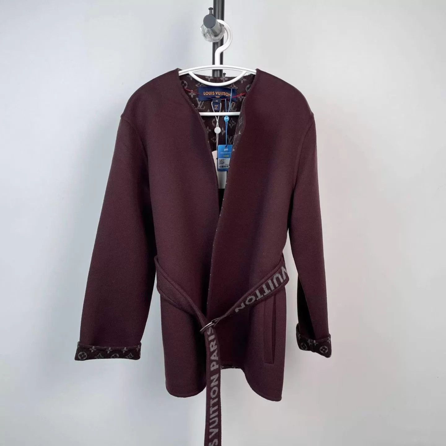Louis Vuitton Louis Vuitton burgundy monogram belted overcoat 38 Size S / US 4 / IT 40 - 1 Thumbnail