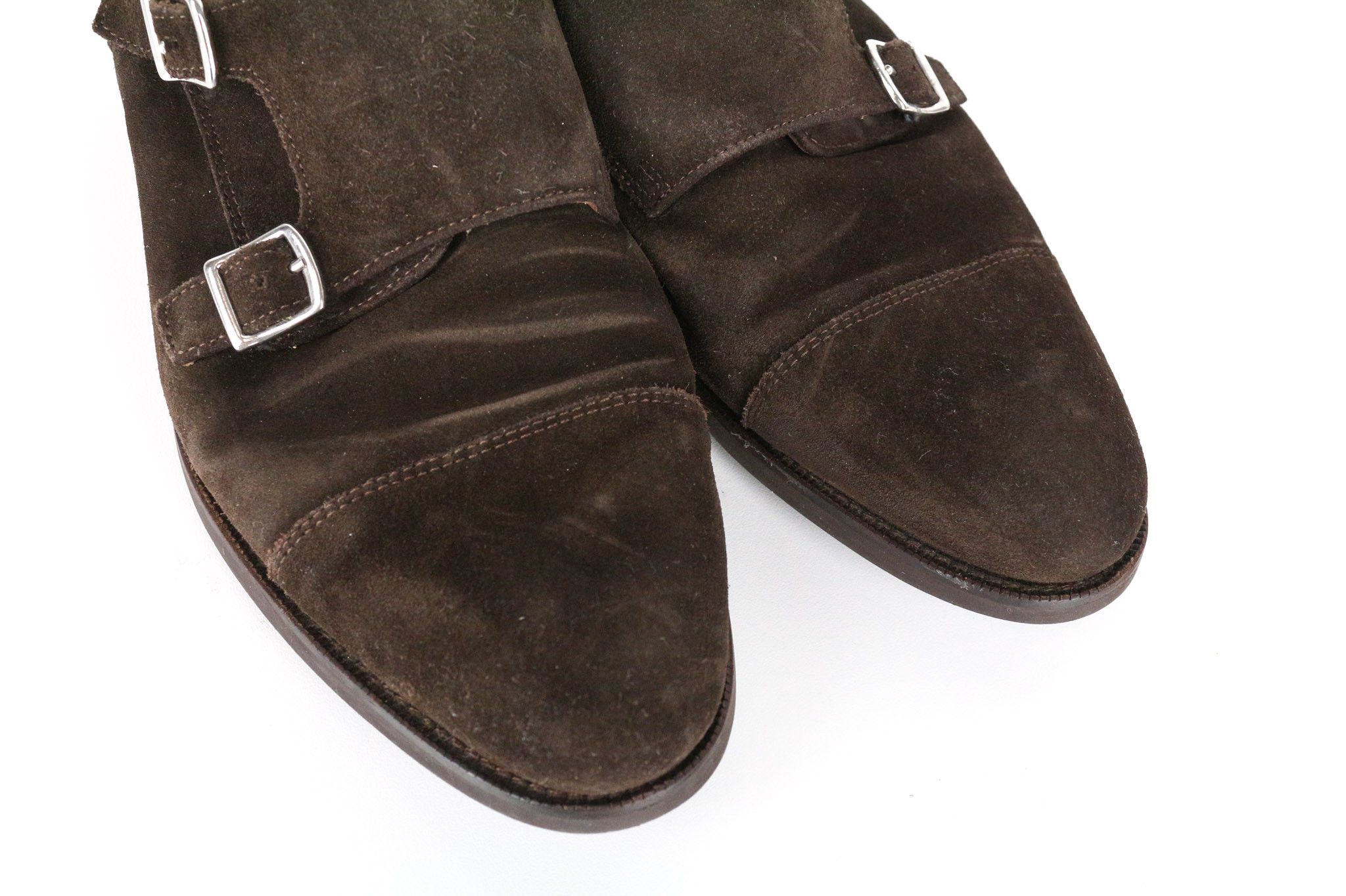 Suitsupply EU40 Brown Suede Calf Leather Double Monk Shoes 73519 Size US 7 / EU 40 - 8 Thumbnail