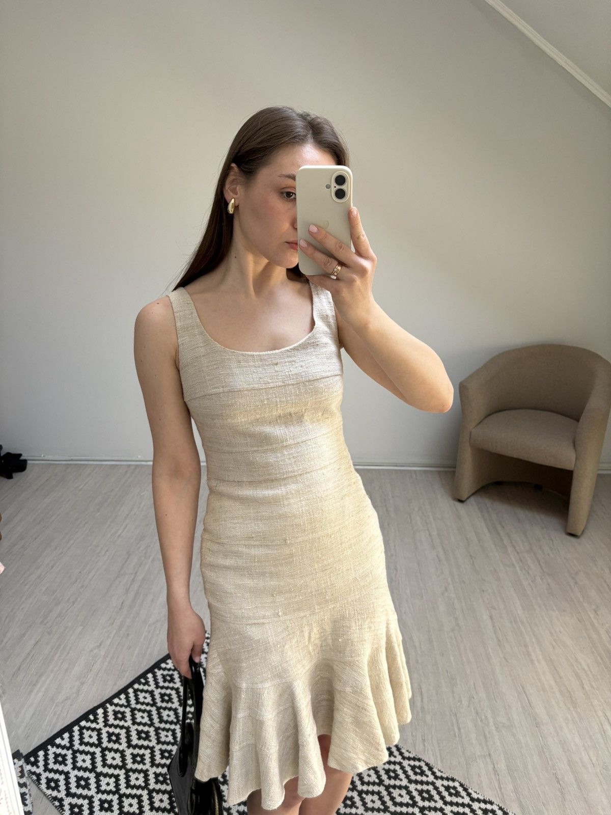 Akris Akris Punto 100% Silk Raw Silk Dress Beige Sleeveless US 4 Size S / US 4 / IT 40 - 8 Thumbnail