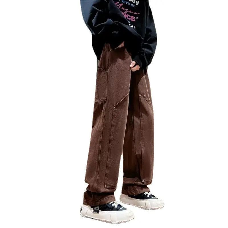 Japanese Brand Retro brown loose straight leg wide leg jeans Size US 32 / EU 48 - 4 Thumbnail
