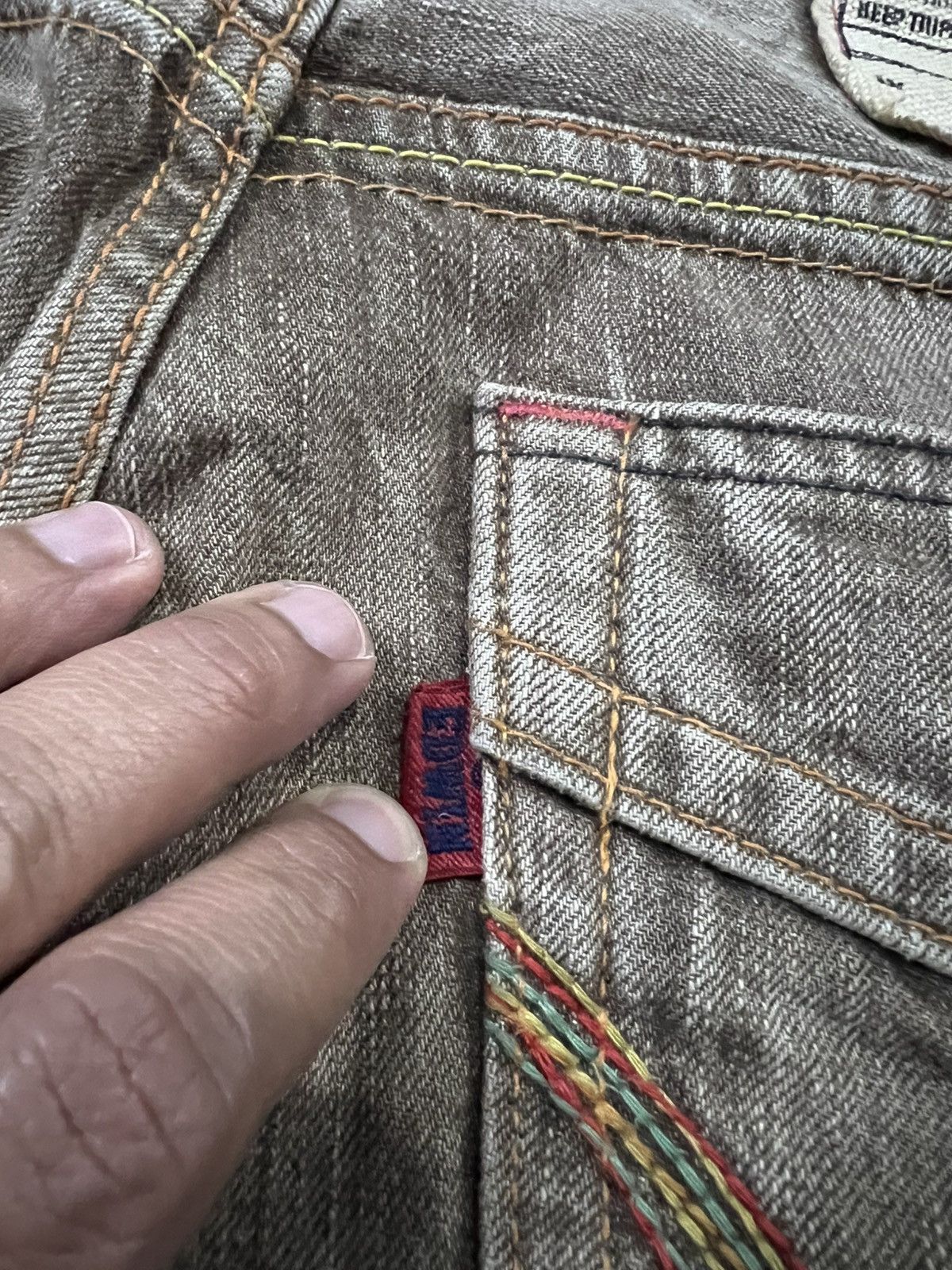 Edwin 💥FLARE💥VINTAGE EDWIN 503 BLUE TRIP FADED DENIM VERY RARE Size US 33 - 20 Thumbnail
