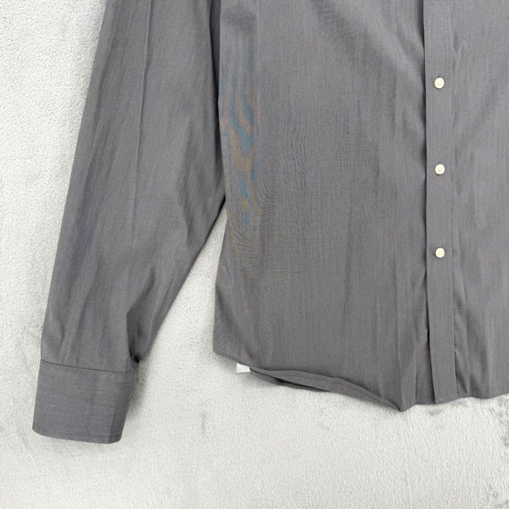 Ralph Lauren Lauren Ralph Lauren Mens Gray Performance Stretch Slim Fit Dress Shirt Large Size 42R - 3 Thumbnail