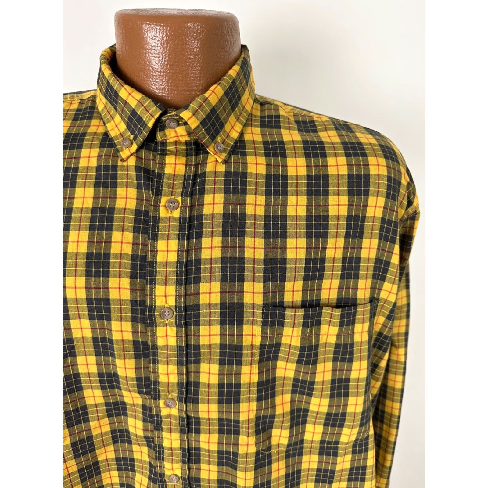 Gap VINTAGE Gap Shirt Men Large Plaid Yellow 80s Button-Up Casual Long Sleeve Cotton Polyester Size US L / EU 52-54 / 3 - 3 Thumbnail