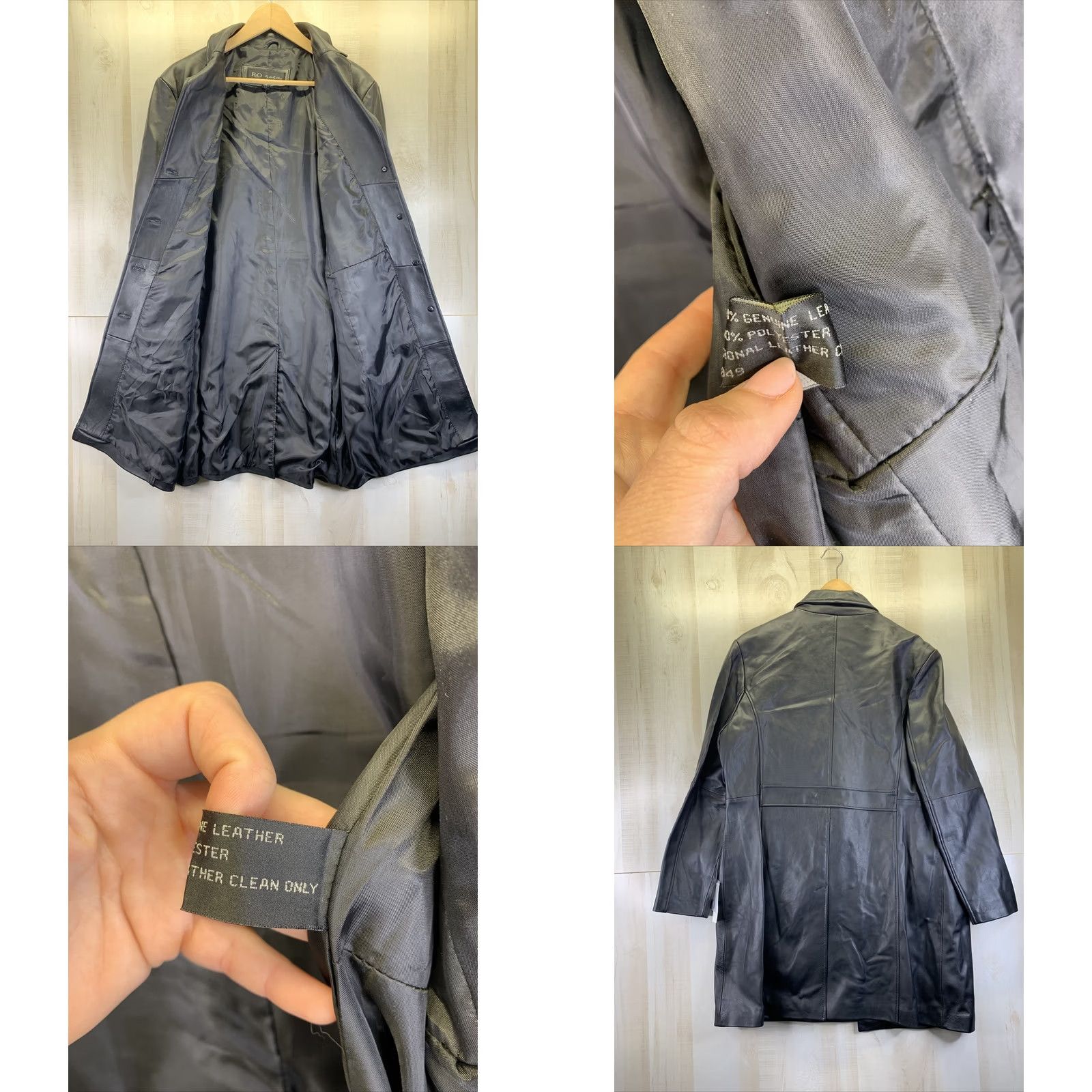 Vintage R & O by Deilly Ohnes Black Genuine Leather Trenchcoat Women’s XL NWT Coat, Trench, Long Sleeve, Button Closure, Casua l, Fall Winter Spring, Women Size XL / US 12-14 / IT 48-50 - 8 Thumbnail