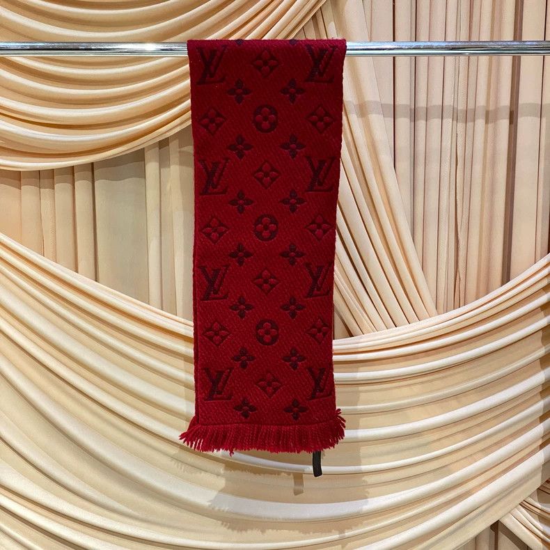 Louis Vuitton Louis Vuitton Red presbyopic full fringed wool scarf Size ONE SIZE - 1 Thumbnail