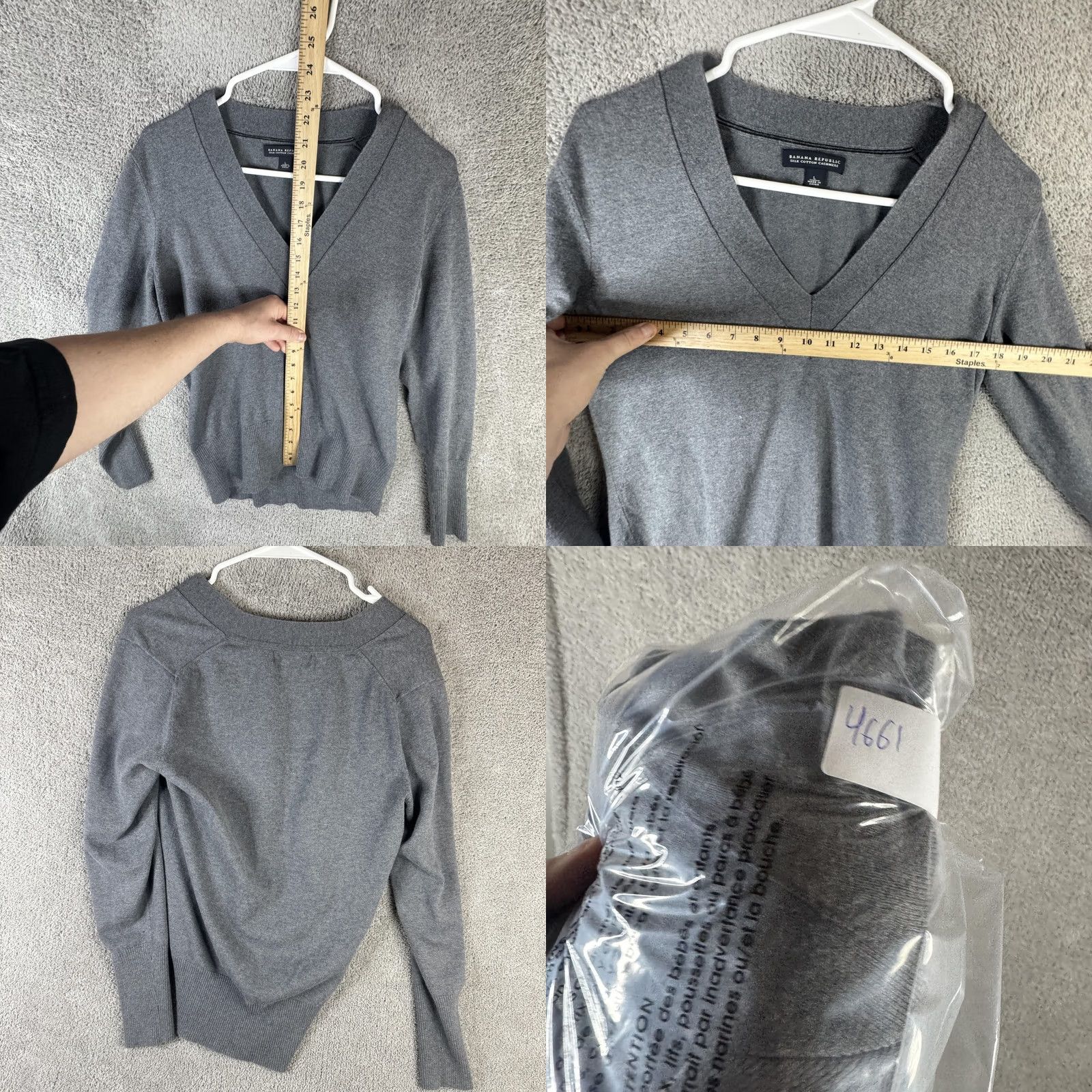 Banana Republic Banana Republic Sweater Womens Large Gray Silk Cashmere V Neck Knit Pullover Size L / US 10 / IT 46 - 8 Thumbnail