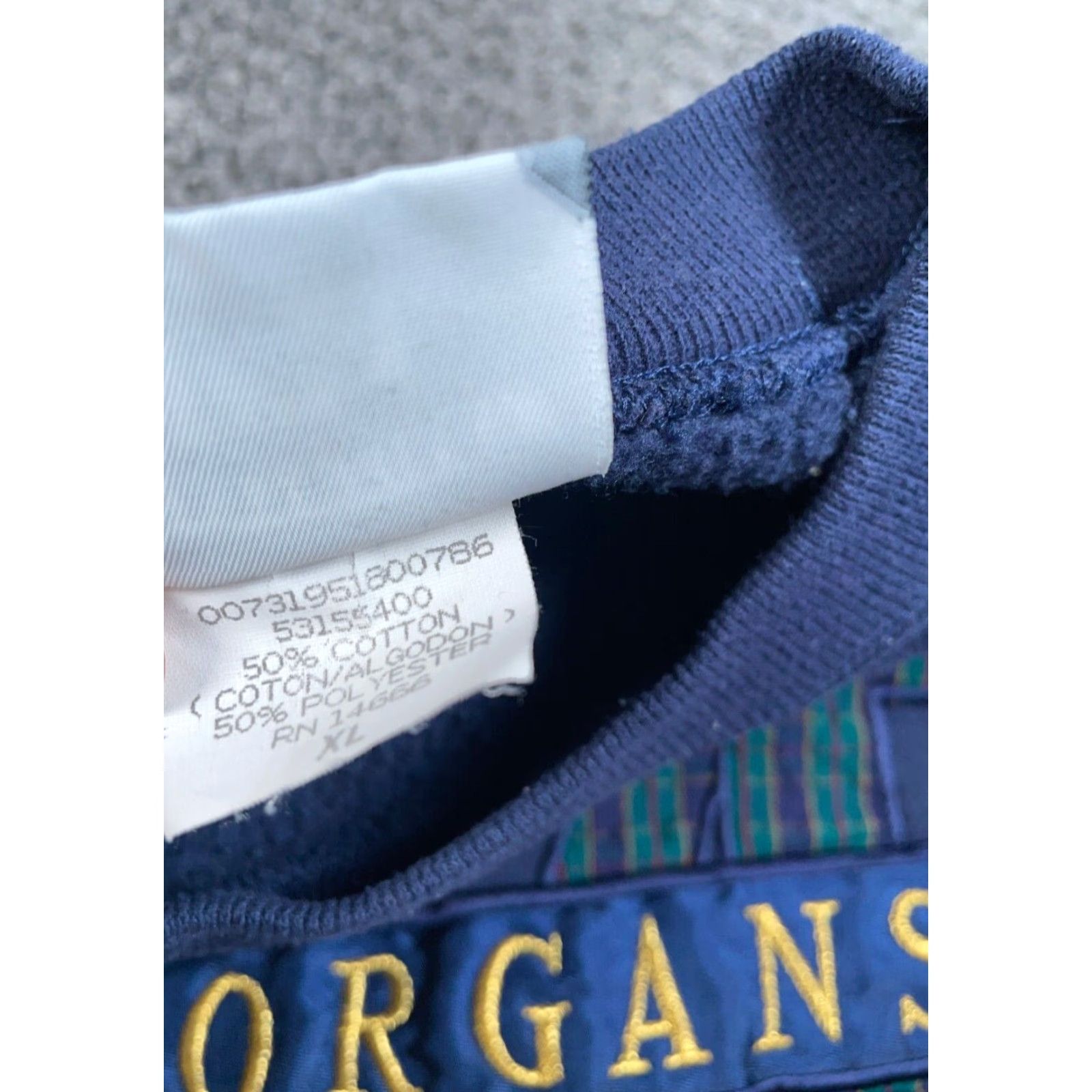 Lee VTG Morgans 90s Embroidered Sweatshirt Lee Brand XL Adult Dark Blue 50-50 Blend Vintage Yes Crew Neck Long Sleeve Cotton Polyester Cotton Blend - DS? Size US XL / EU 56 / 4 - 4 Thumbnail