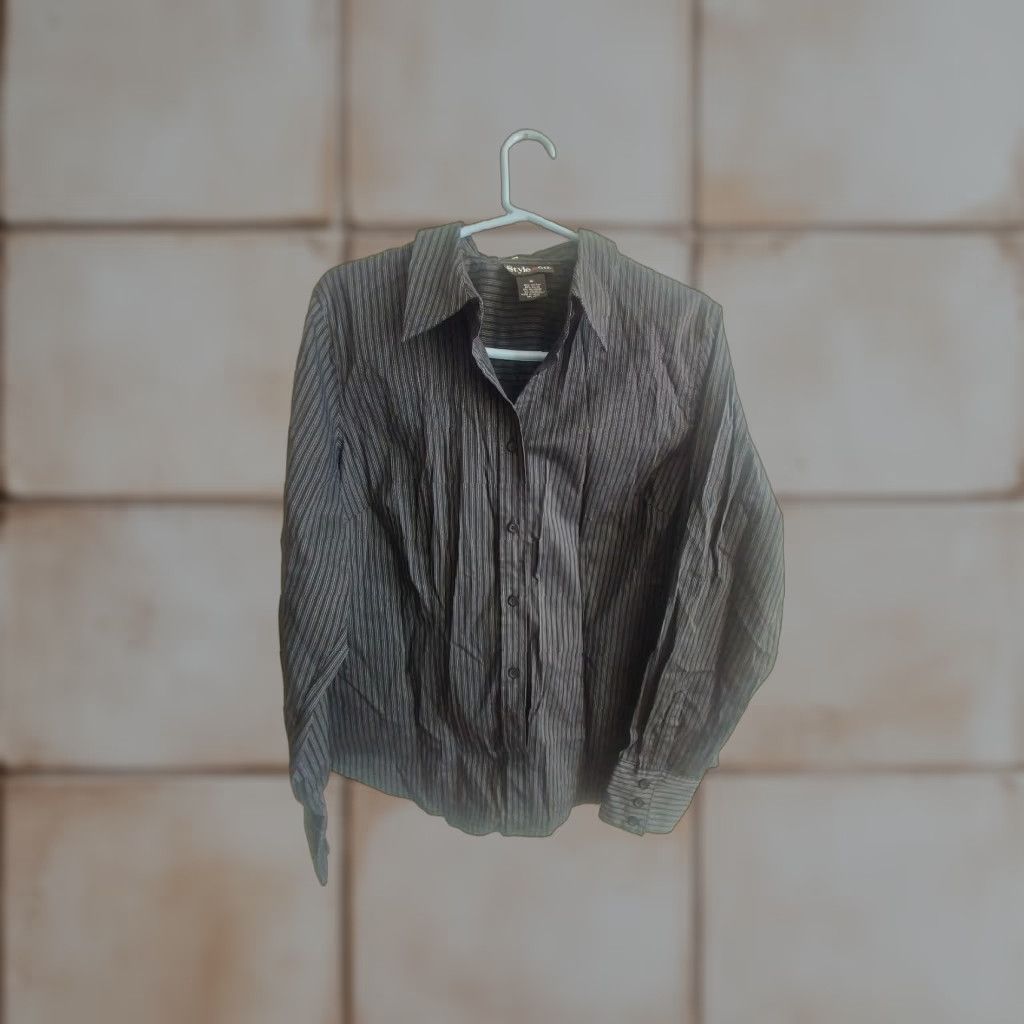 Vintage VINTAGE Style & Co Shirt Women 14 Cotton Blend Button Up Blouse NWT deadstock Black Womens Size XL / US 12-14 / IT 48-50 - 1 Thumbnail