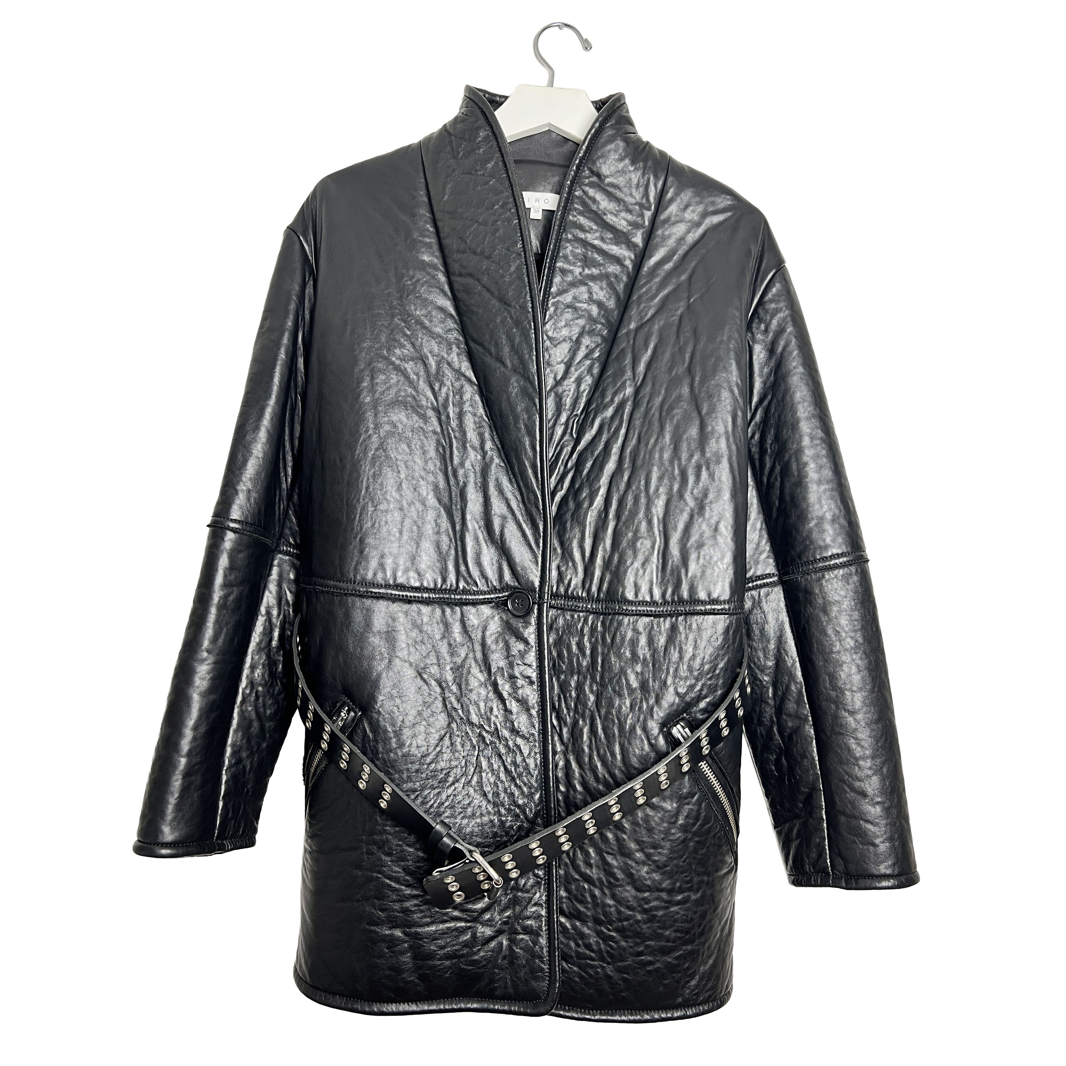 Iro Belted Pebbled Grain Leather Shawl Collar Jacket Size XS / US 0-2 / IT 36-38 - 1 Thumbnail