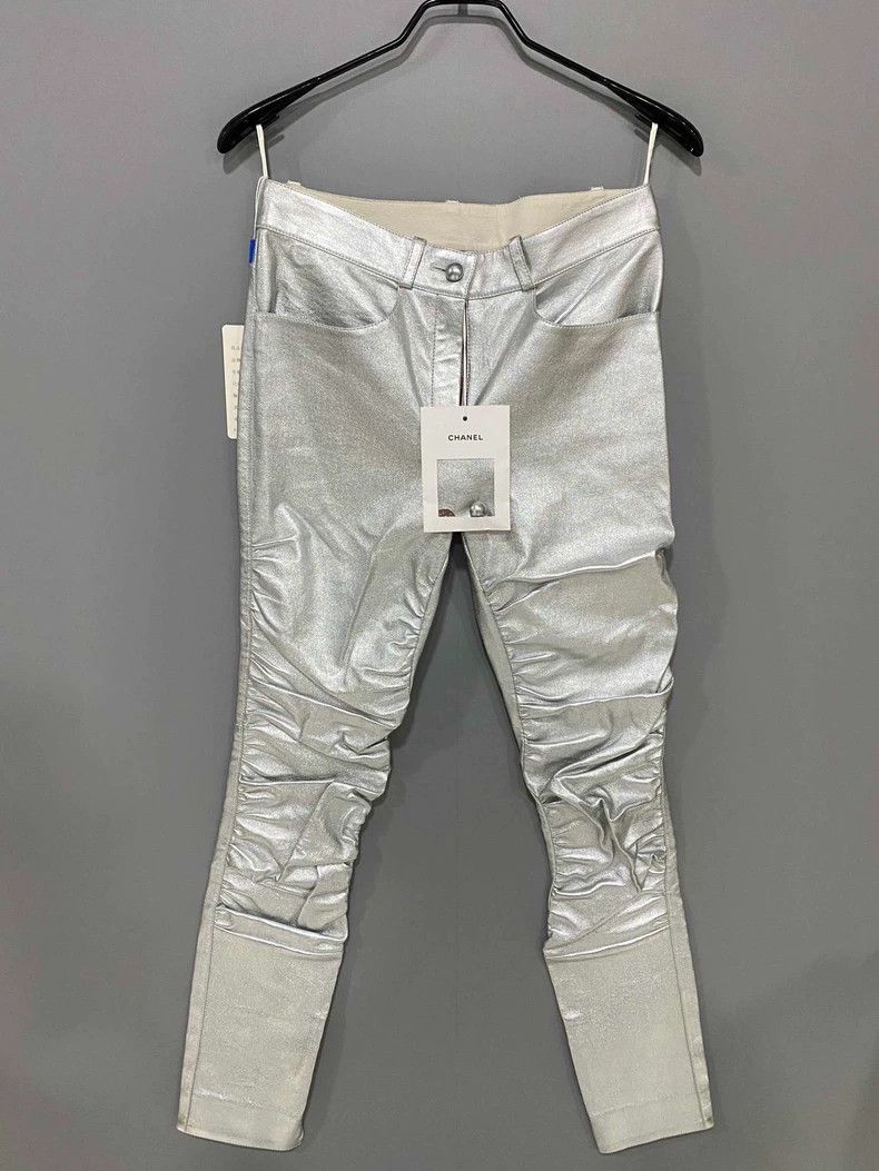 Chanel Chanel Show silver sheepskin trousers 2504-Nextarrow Size 42" / US 20 - 1 Thumbnail
