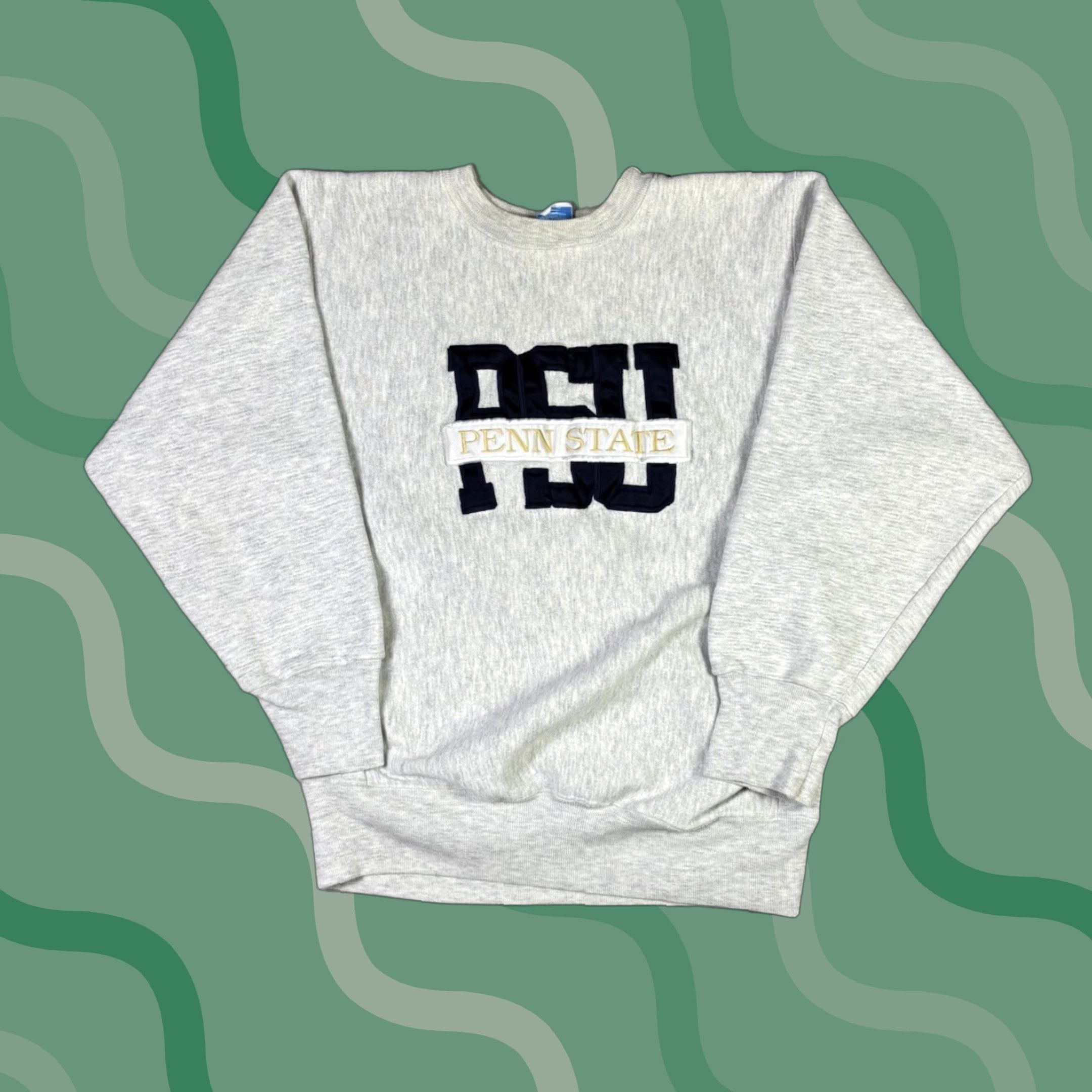 Penn VINTAGE Unbranded Sweatshirt 90s Reverse Weave Penn State University Drawstring Gray Blue M Mens Size US M / EU 48-50 / 2 - 1 Thumbnail