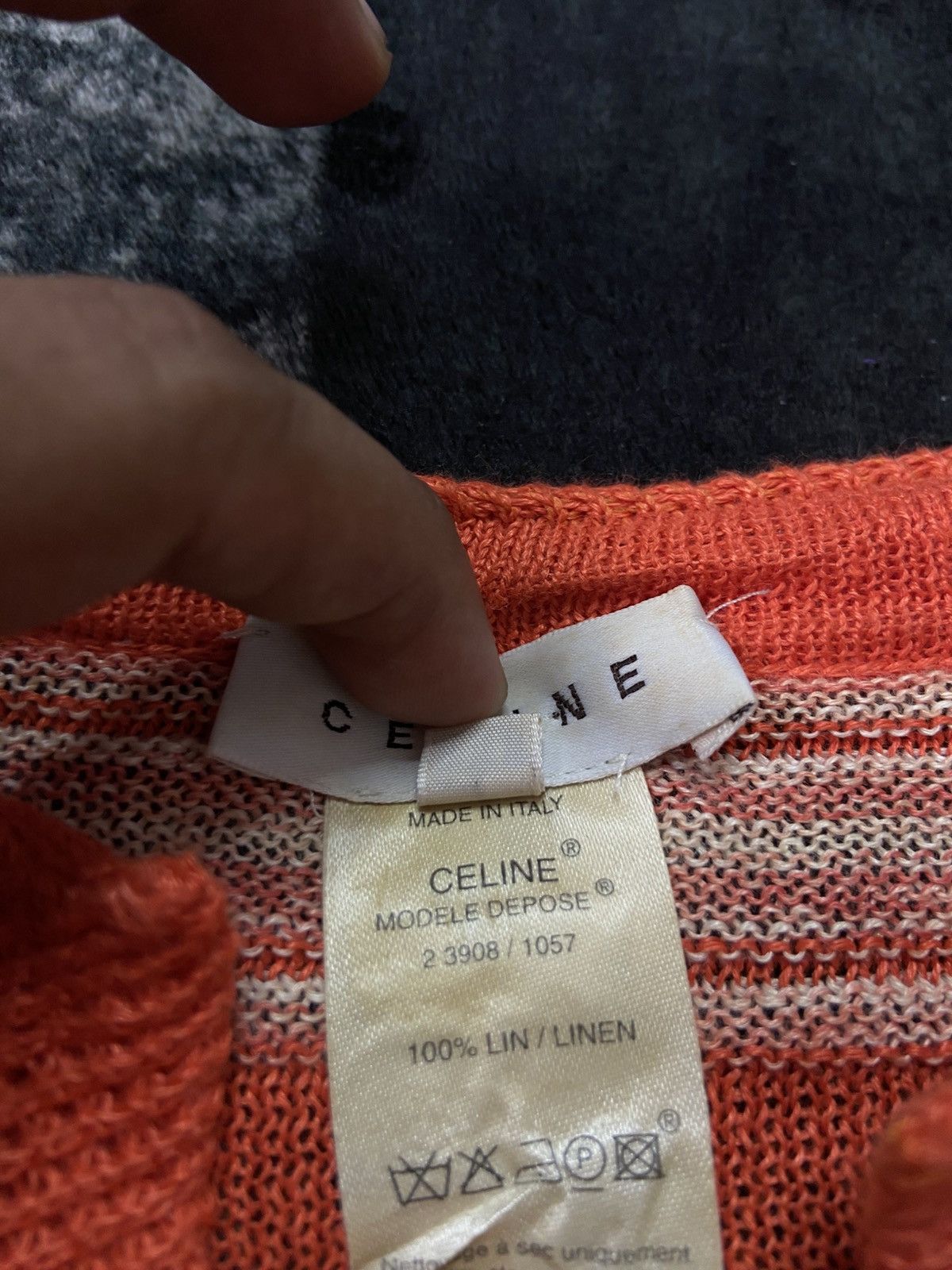 Celine Rare Vintage Celine Orange V Neck Stripe Knitwear Size M / US 6-8 / IT 42-44 - 8 Thumbnail