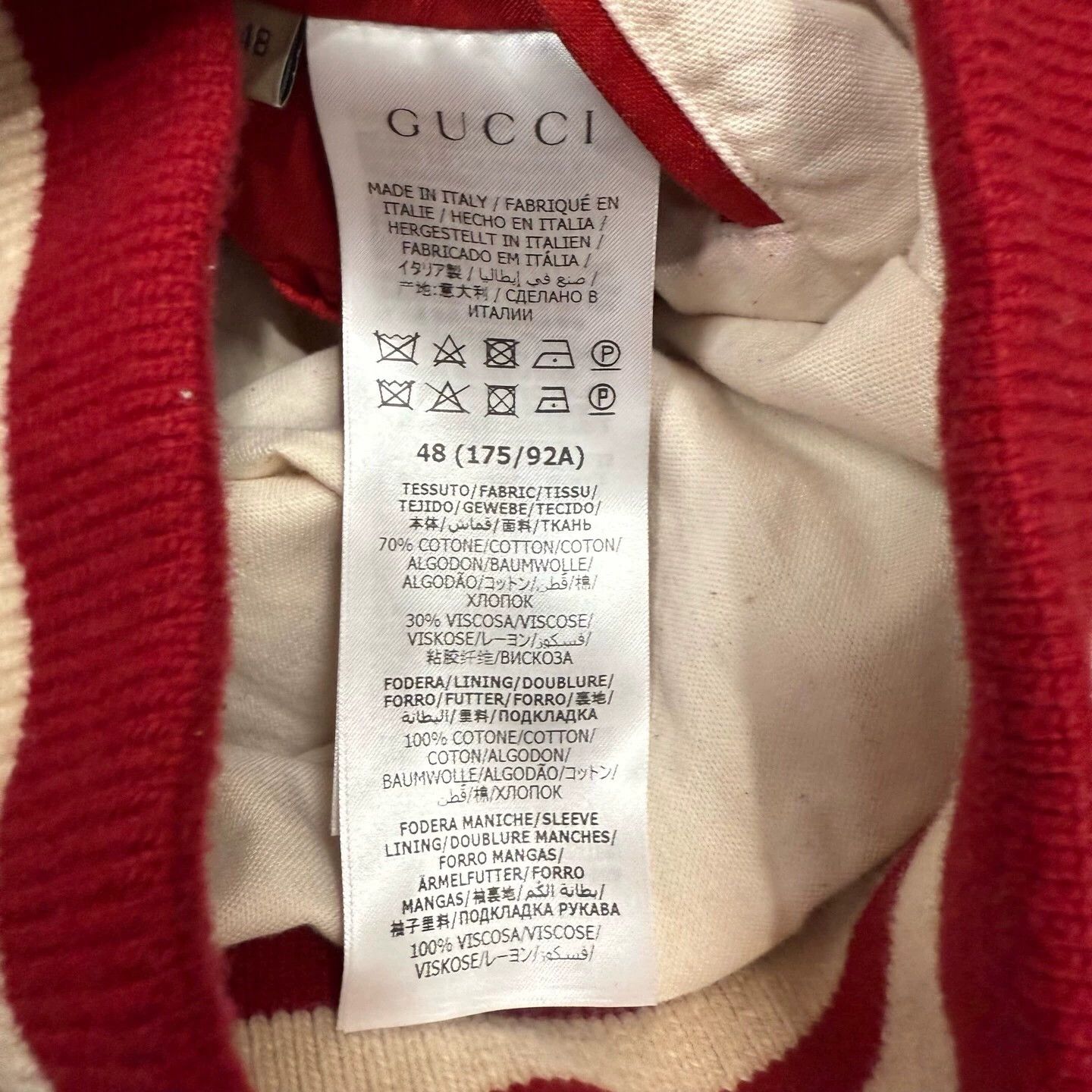 Gucci Gucci Qixi Apple-embroidered Red Silk Baseball Jacket 48 Size XL / US 12-14 / IT 48-50 - 4 Thumbnail