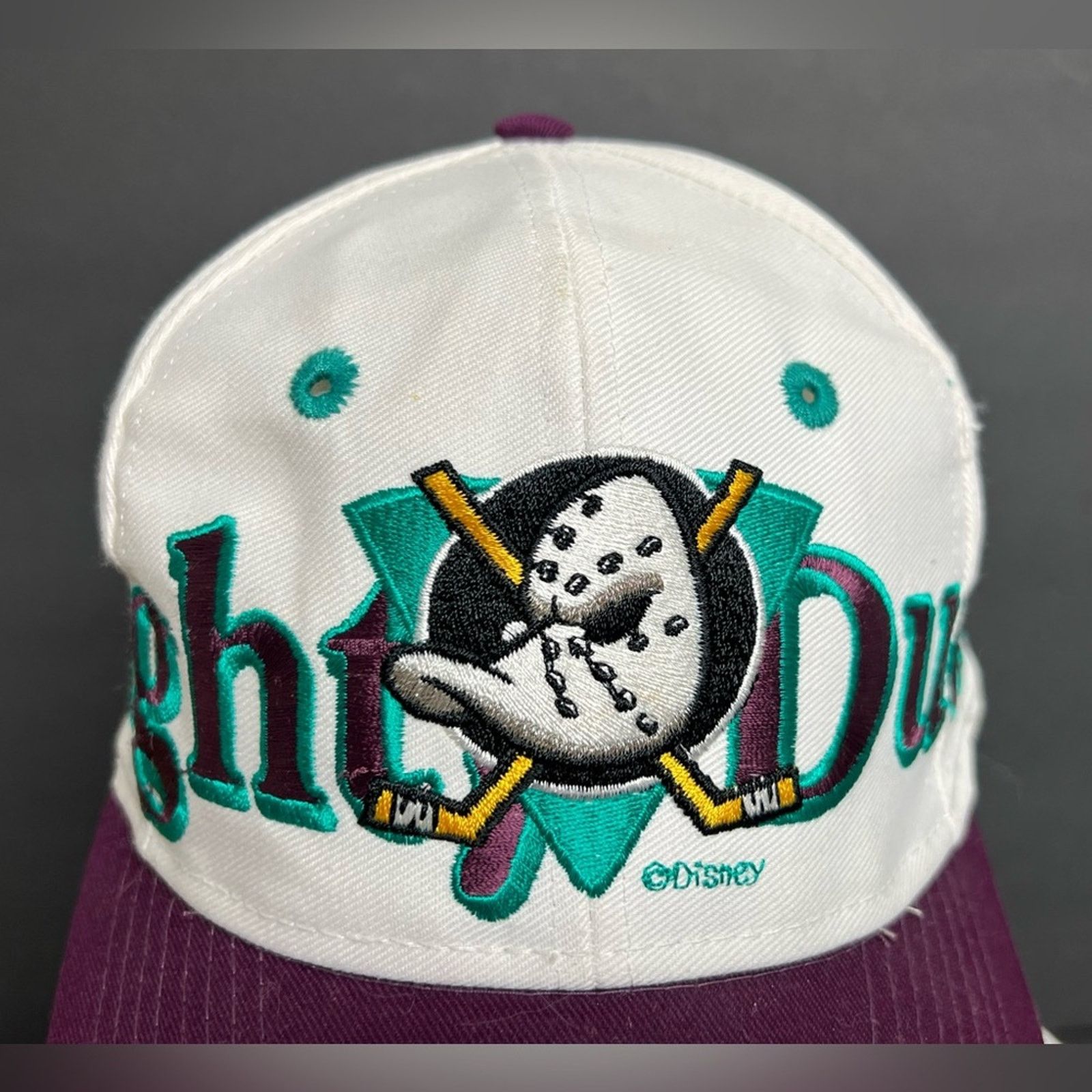 Logo 7 Vintage Mighty Ducks Spellout Logo 7 Snapback Hat DEADSTOCK Size ONE SIZE - 3 Thumbnail