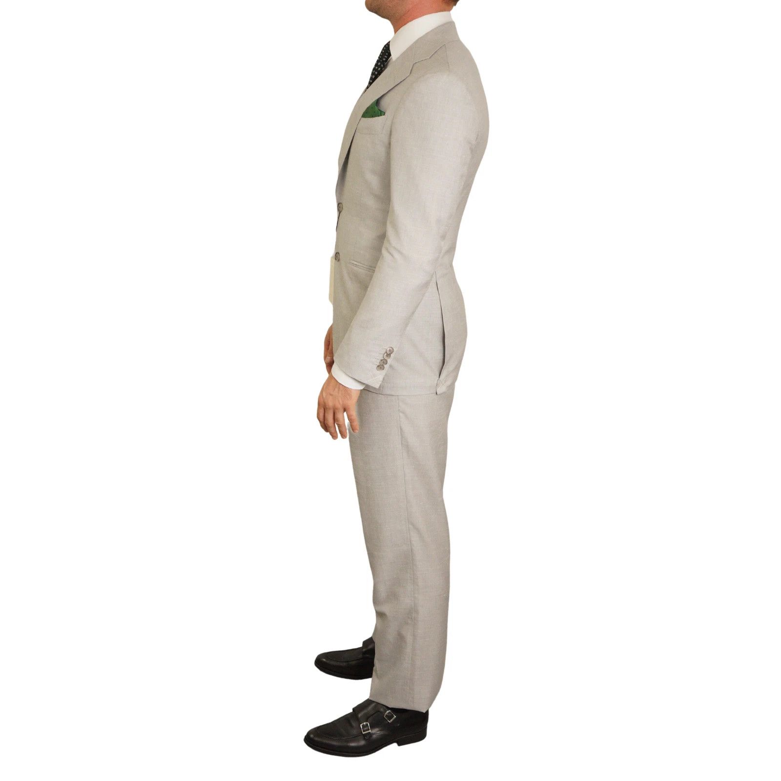 Suitsupply Men Suitsupply Suit Havana Jetted Mid Grey Wool & Linen US34 Size 34R - 4 Thumbnail