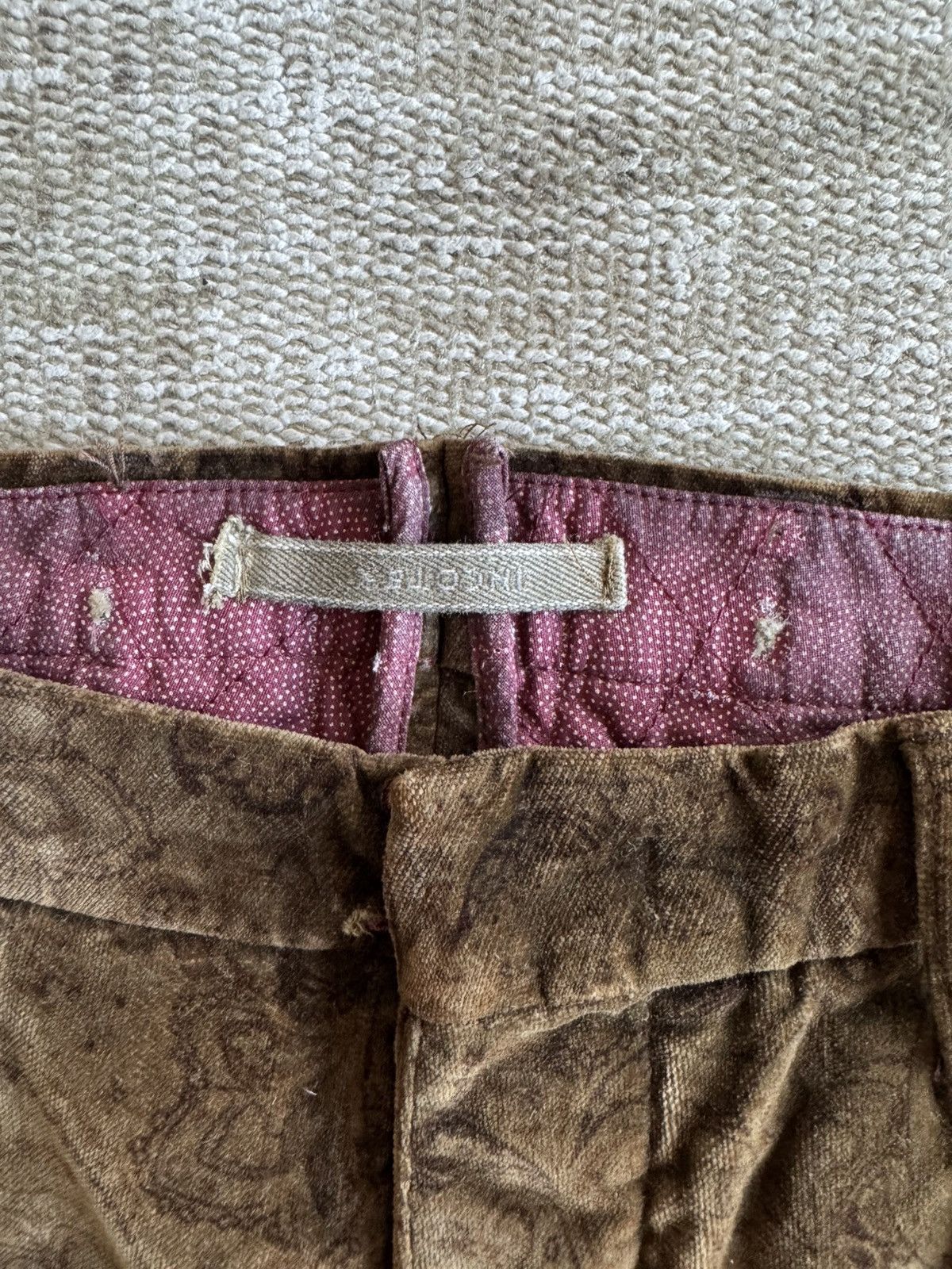 Incotex Brown Paisley velvet Incotex slim fit pants sz 33 or 34 Size US 33 - 5 Thumbnail