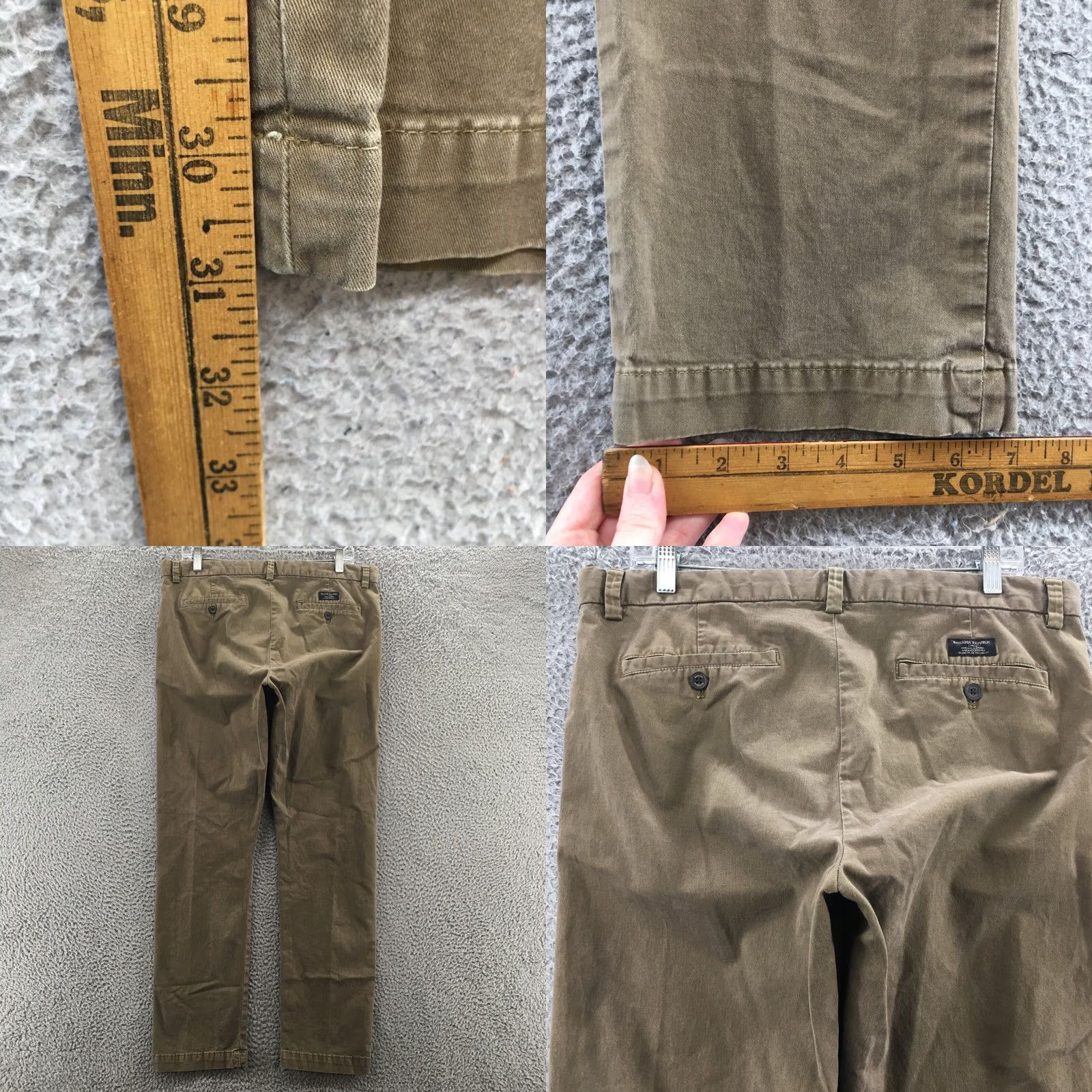 Banana Republic Banana Republic Fulton Skinny Chino Pants Mens 35x32 Green Button Dropdown Size US 35 - 8 Thumbnail