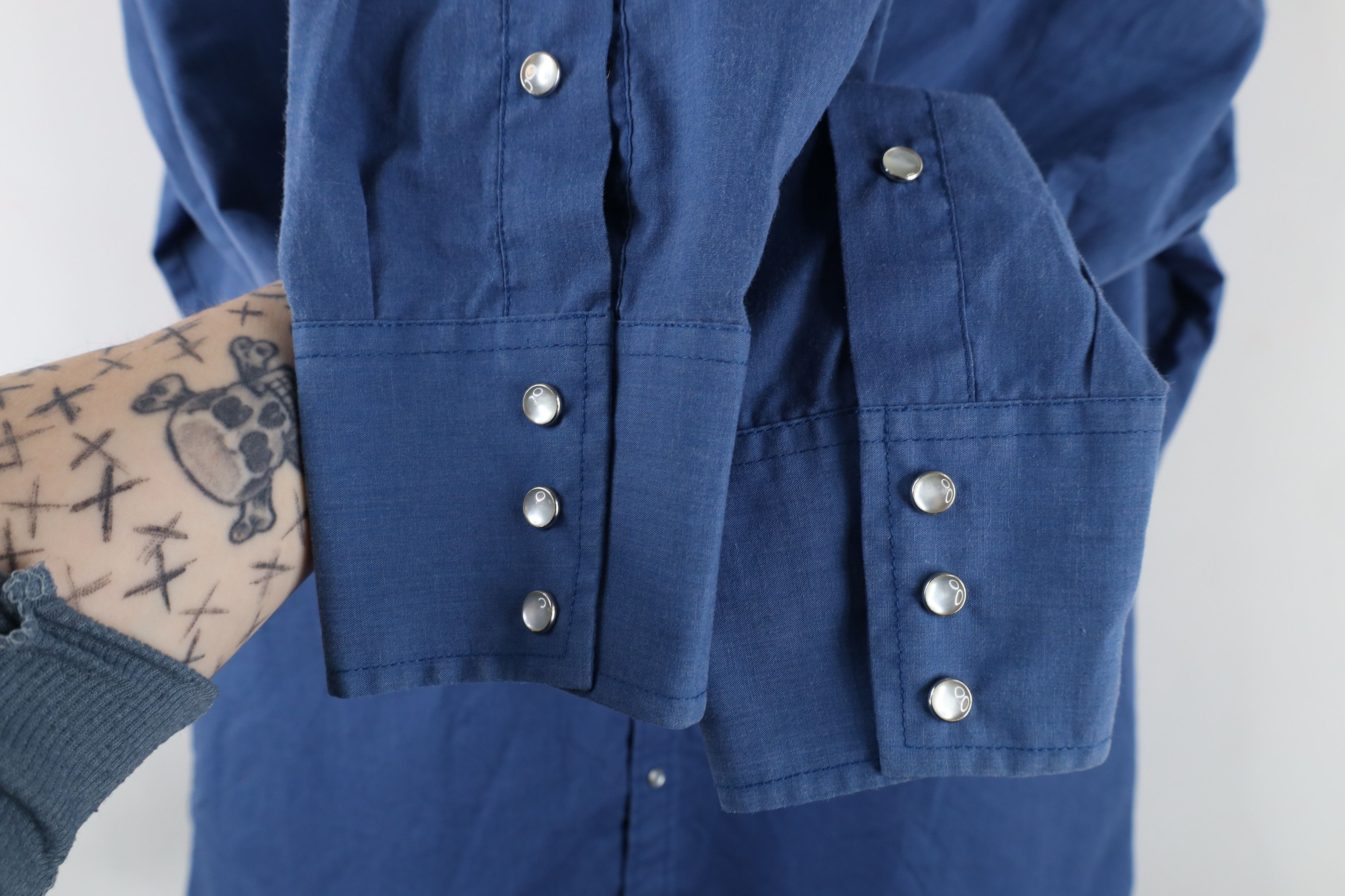 Vintage Vintage 70s Rockabilly Snap Button Western Rodeo Shirt Blue Size US M / EU 48-50 / 2 - 4 Thumbnail