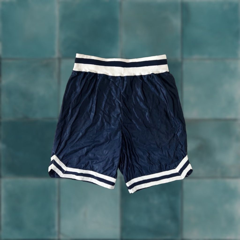 Vintage VINTAGE Don Alleson Dazzle Basketball Shorts Womens L Navy White & Navy Stripes Waistband Piping 90s USA Athletic Nylon NOS NWT Size 36" / US 14 / IT 50 - 1 Thumbnail