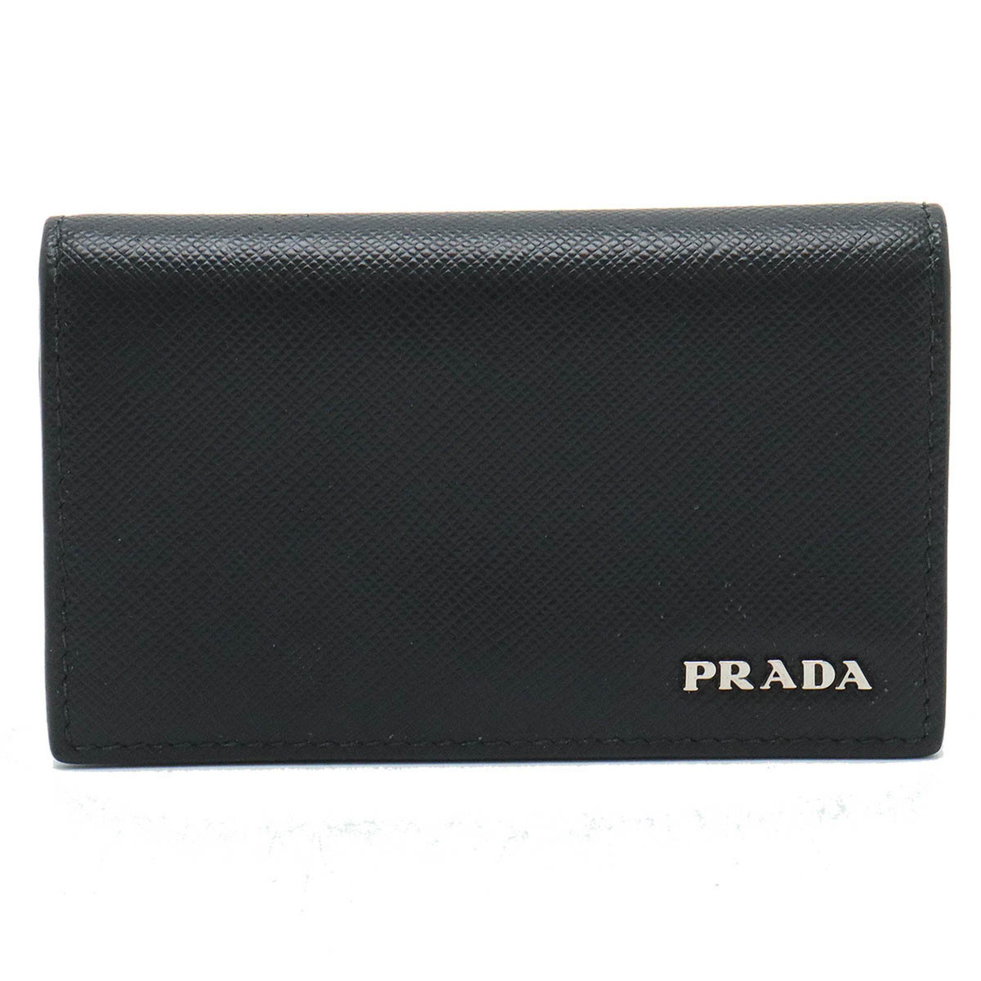 image of Prada Saffiano Card Case, Business Holder, Pass Embossed Leather, Nero, Black, 2M1122, Women's