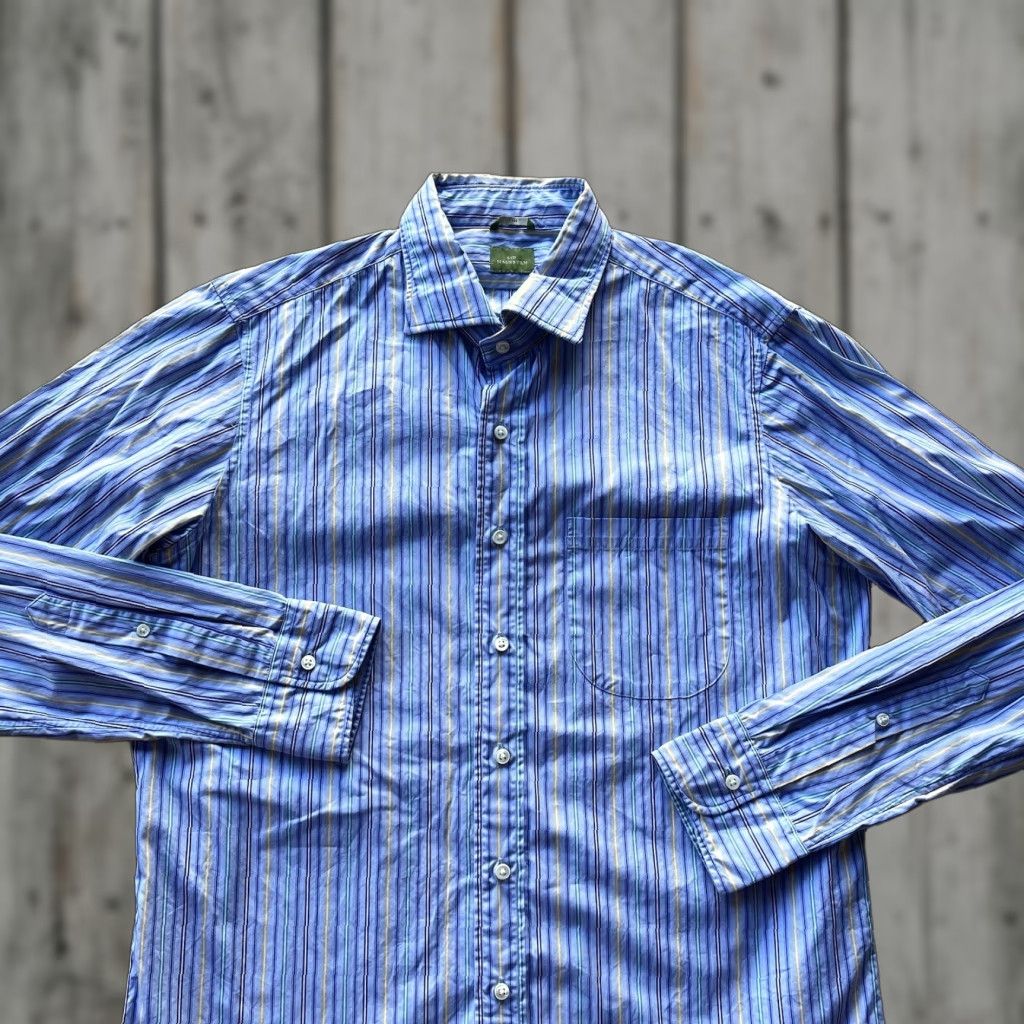 Sid Mashburn Sid Mashburn Blue Striped Button-Up Shirt Mens Medium Slim Fit Cotton Preppy Classic Size US M / EU 48-50 / 2 - 1 Thumbnail