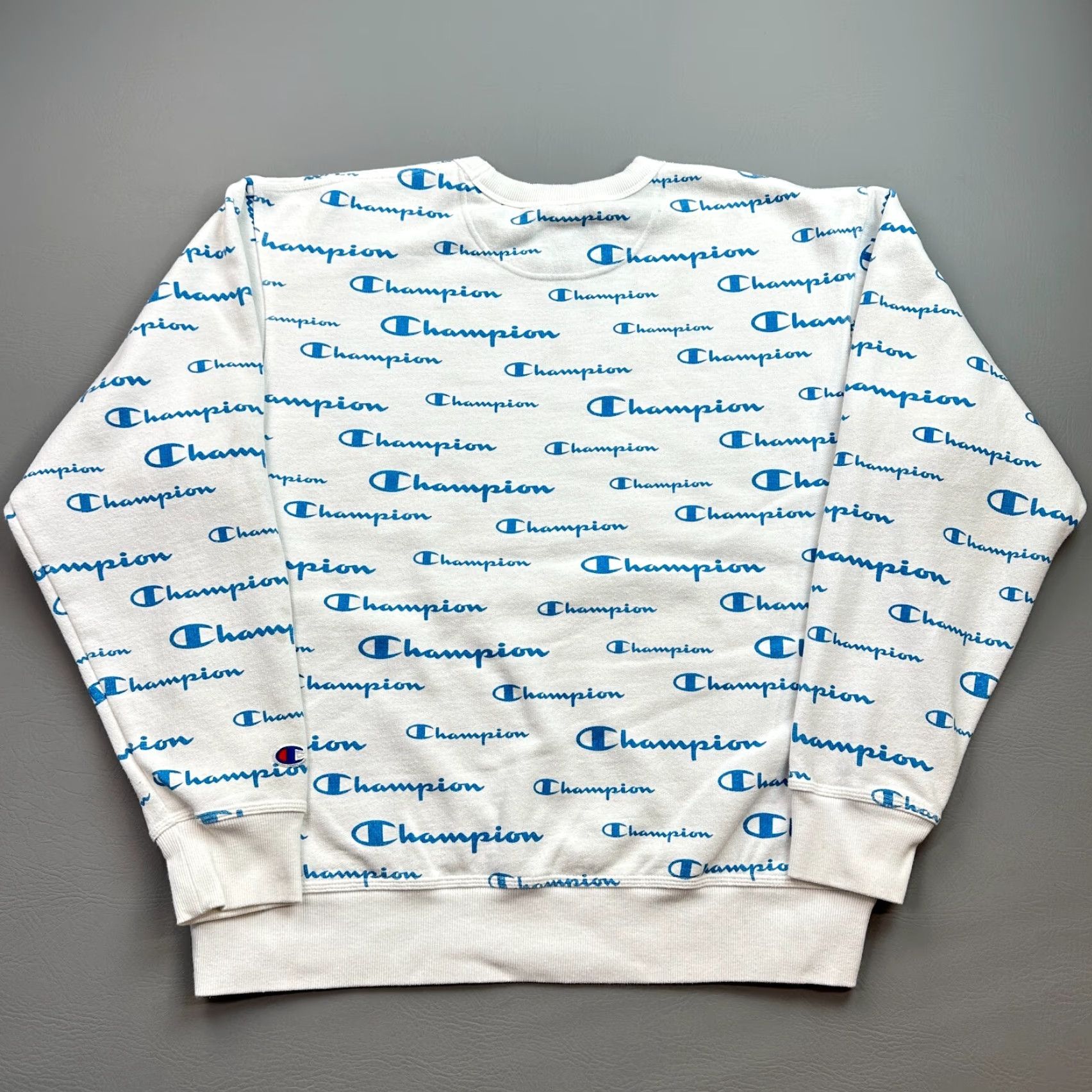 Champion Champion Sweatshirt Mens Large Powerblend Fleece All Over Logo Print Pullover Size US L / EU 52-54 / 3 - 6 Thumbnail