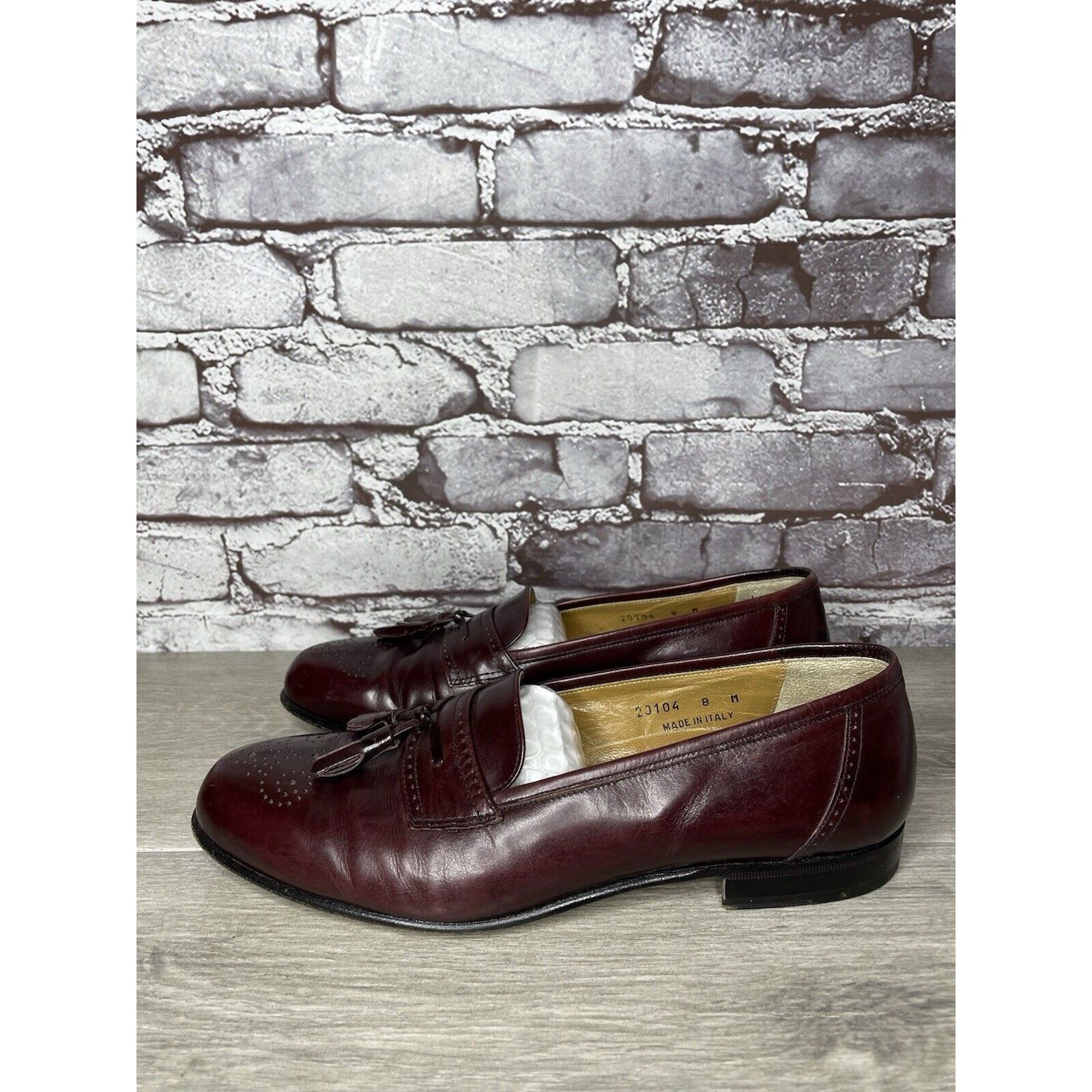Other Stamati Mastroianni Burgundy Leather Wingtip Tassel Loafers Size US 8 / EU 41 - 15 Thumbnail
