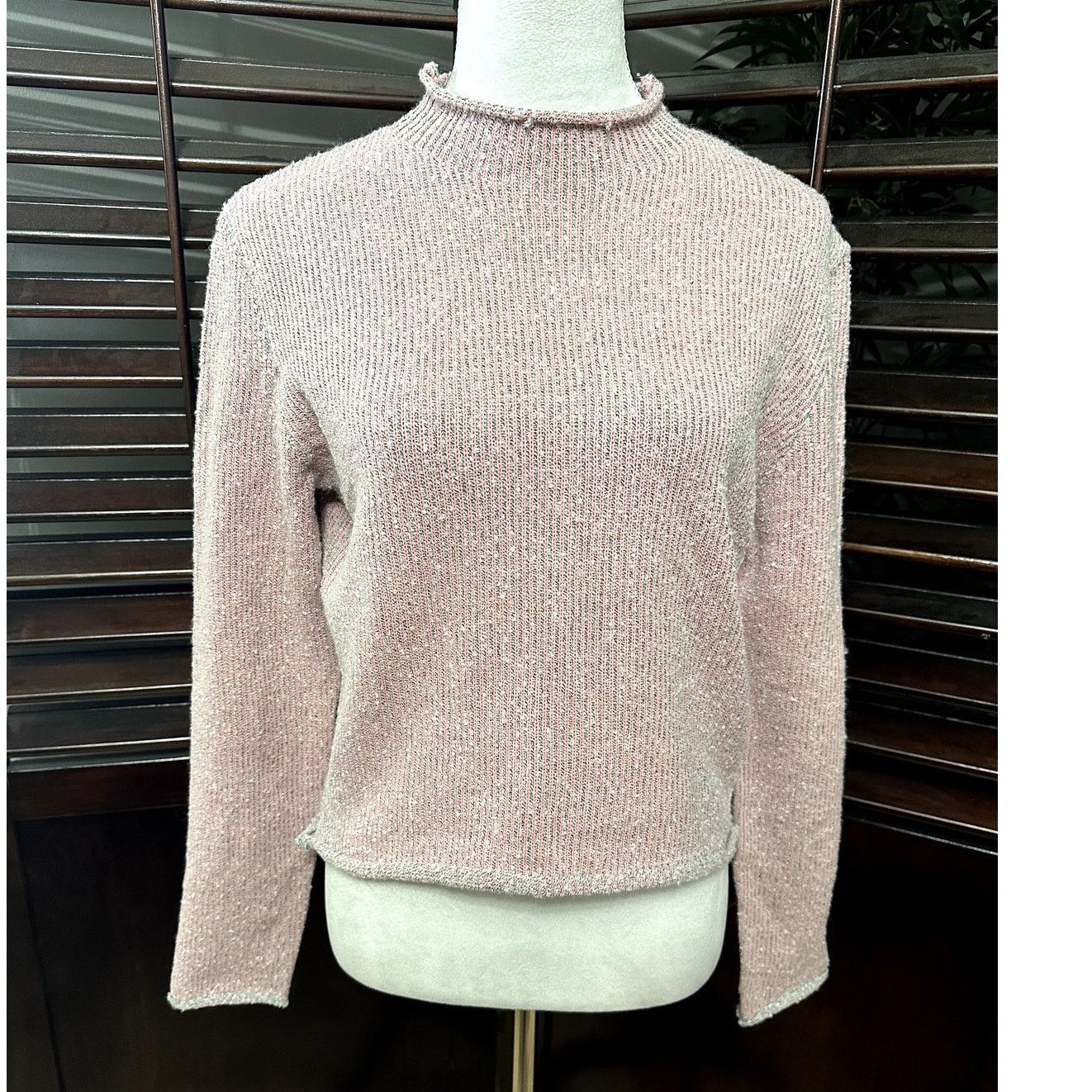 Other Cotton Emporium Womens Pink/Gray Striped Mock Sweater M NWOT Size M / US 6-8 / IT 42-44 - 2 Thumbnail