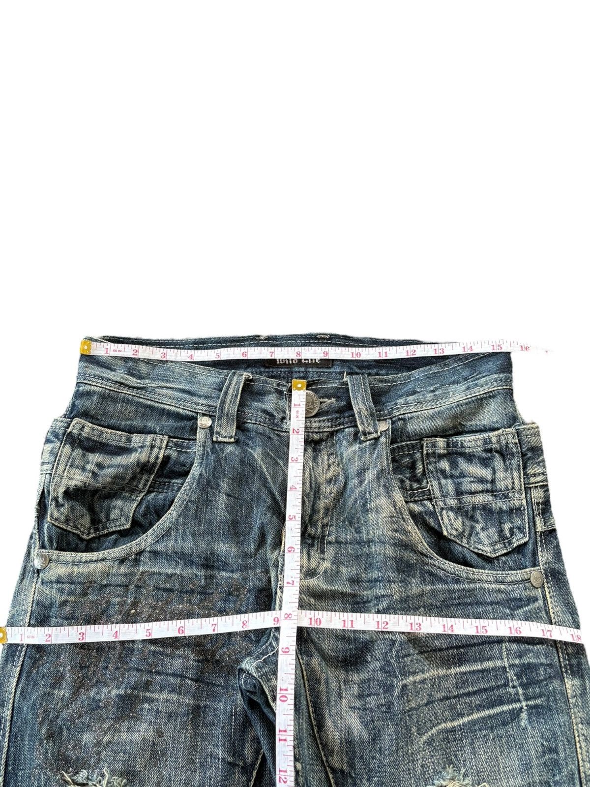 If Six Was Nine Rare Japanese Brand Double Waist Wing Design Flare Jeans Size US 31 - 10 Thumbnail