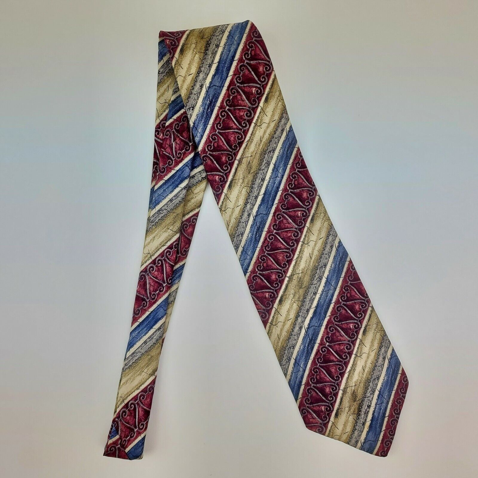 Bill Blass Bill Blass Striped Red Tan Silk Tie Classic Size ONE SIZE - 6 Thumbnail