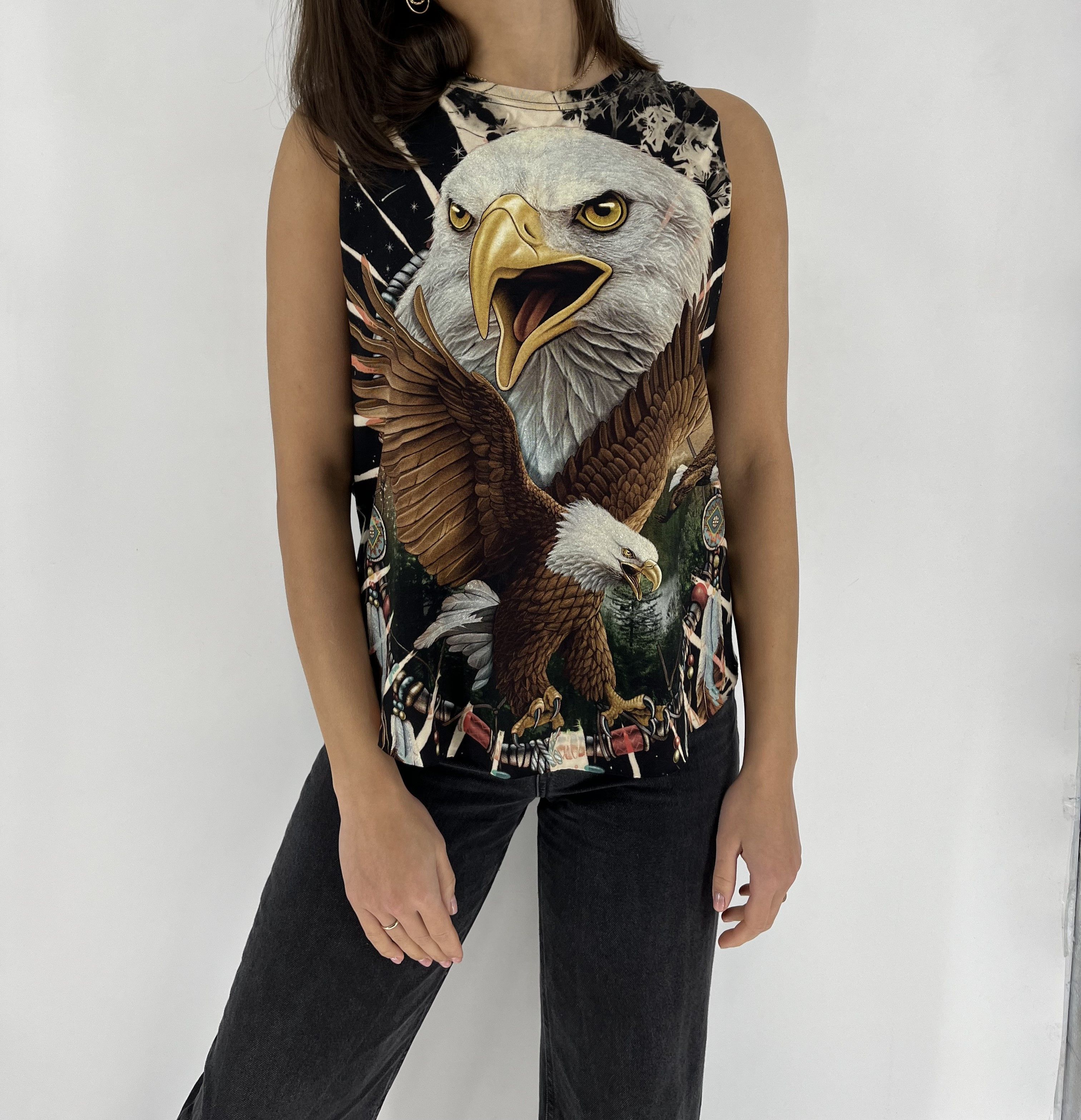 Vintage Cool T-shirt with eagle neon print in Harley style Size L / US 10 / IT 46 - 4 Thumbnail