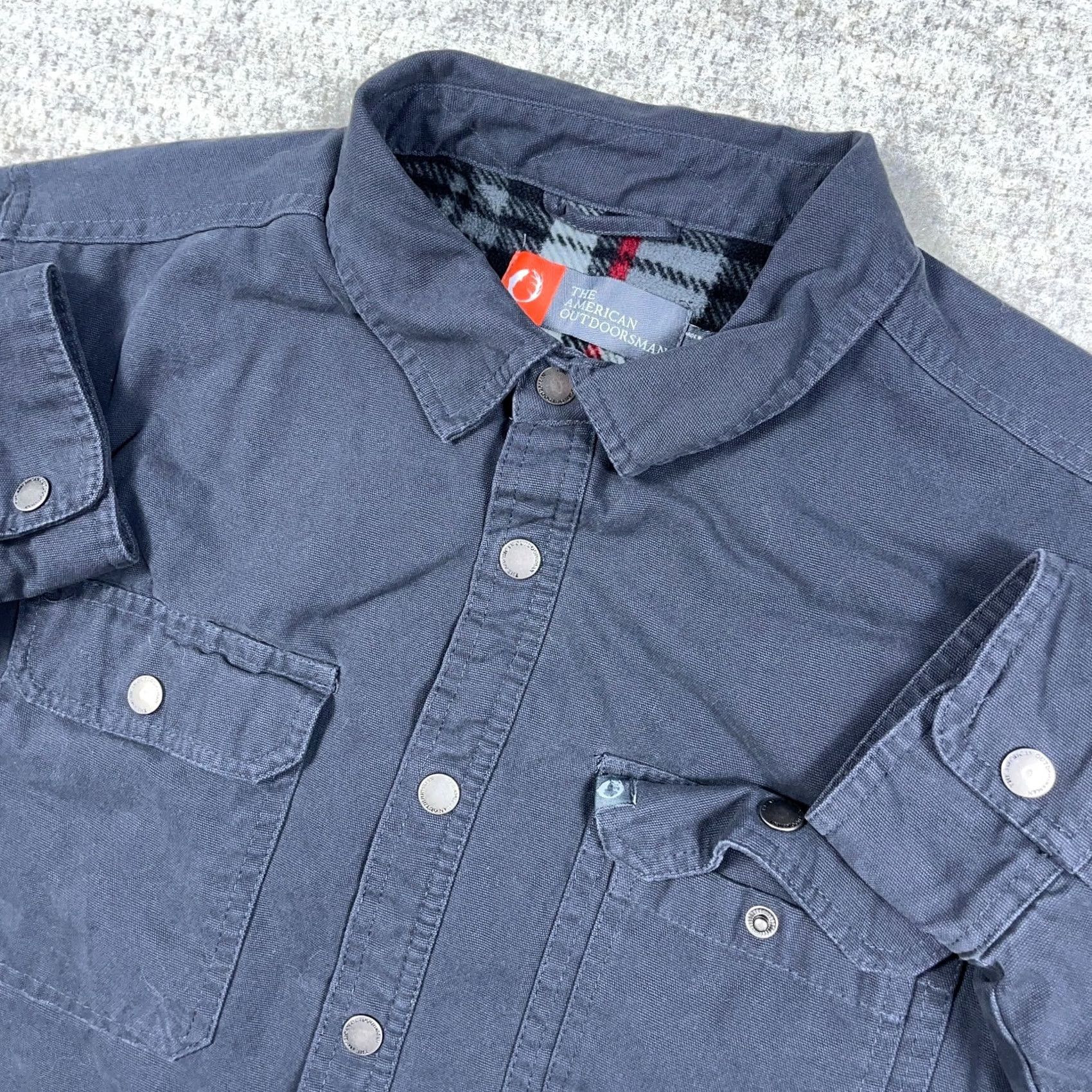 Vintage VINTAGE American Outdoorsman Jacket Men Large Gray Canvas Flannel Lined Shacket Snap Size US L / EU 52-54 / 3 - 6 Thumbnail