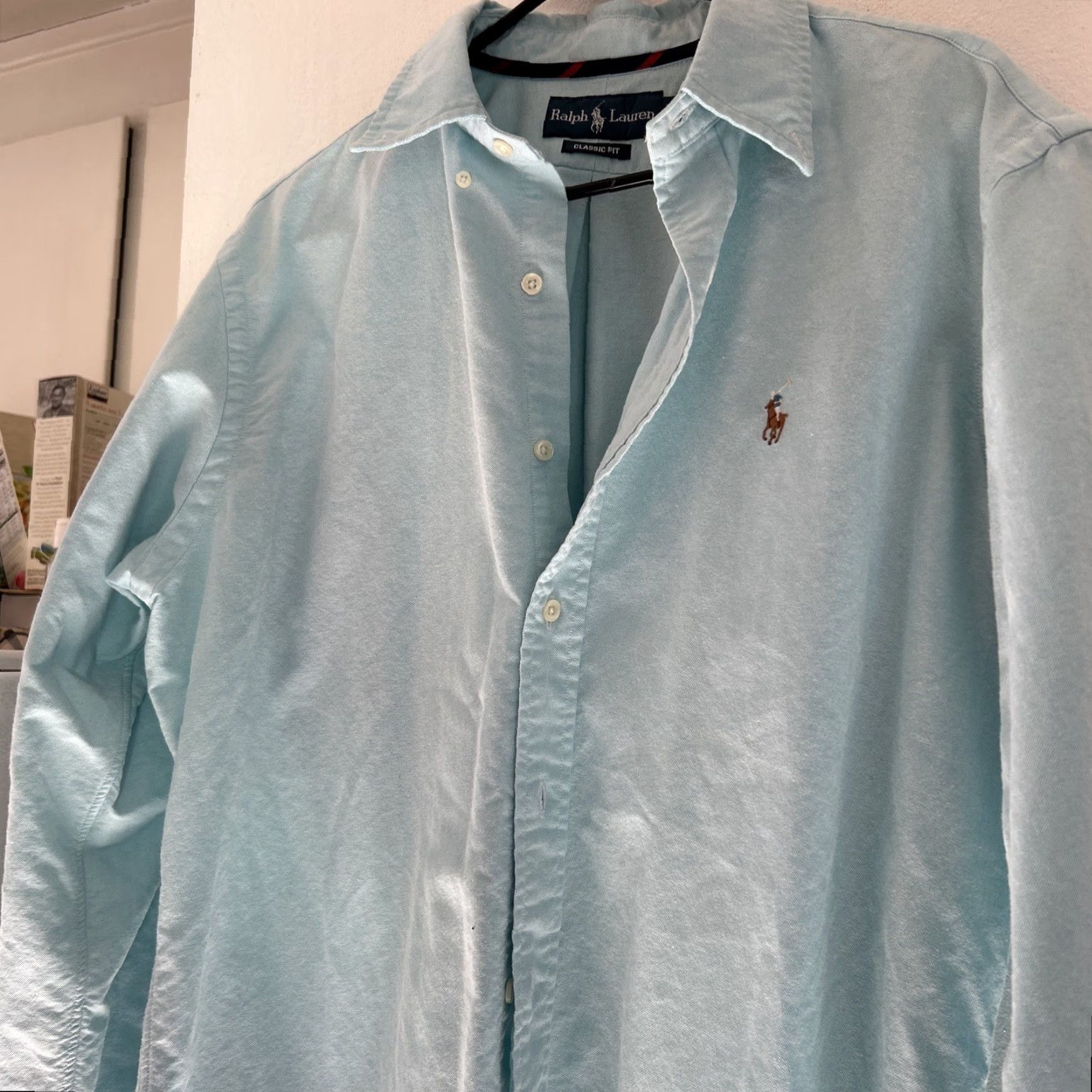 Vintage Polo Shirt Men L Long Sleeve Button-Up Oxford Preppy Academia Blue EUC Size US L / EU 52-54 / 3 - 2 Thumbnail