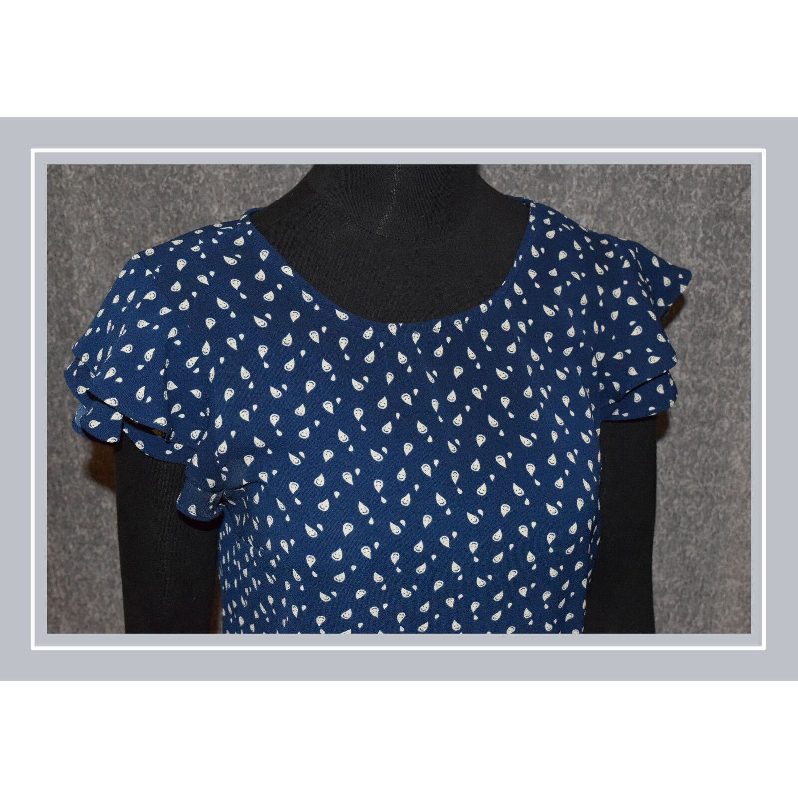 Vintage Twine & String Blue/White Paisley Flutter Sleeve Blouse SZ M Size M / US 6-8 / IT 42-44 - 2 Thumbnail