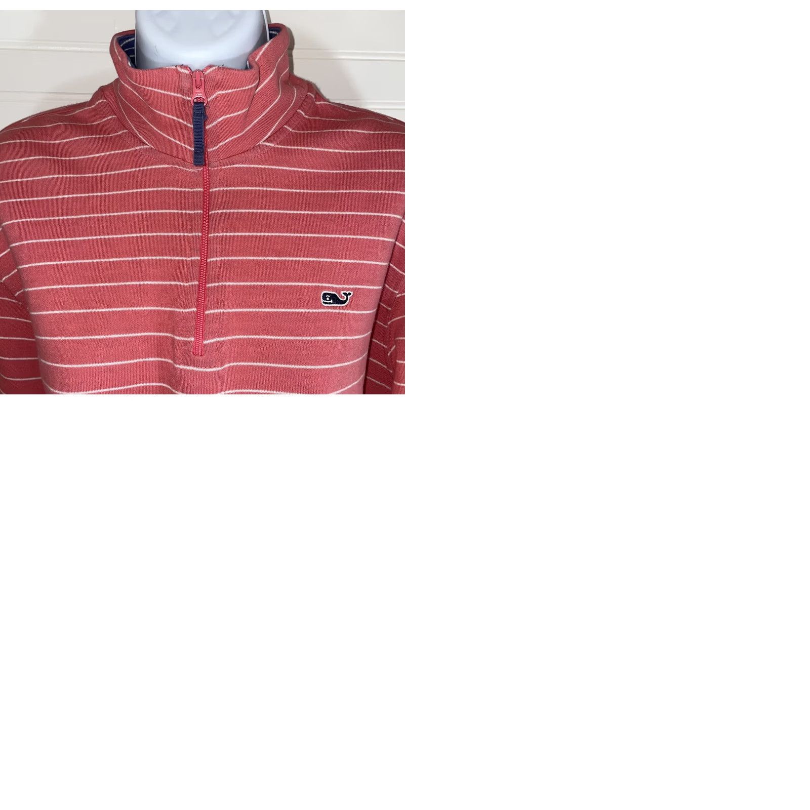Vineyard Vines Vineyard Vines Womens 1/4 Zip Pullover Sweatshirt Pink White Stripe Small Size S / US 4 / IT 40 - 9 Thumbnail