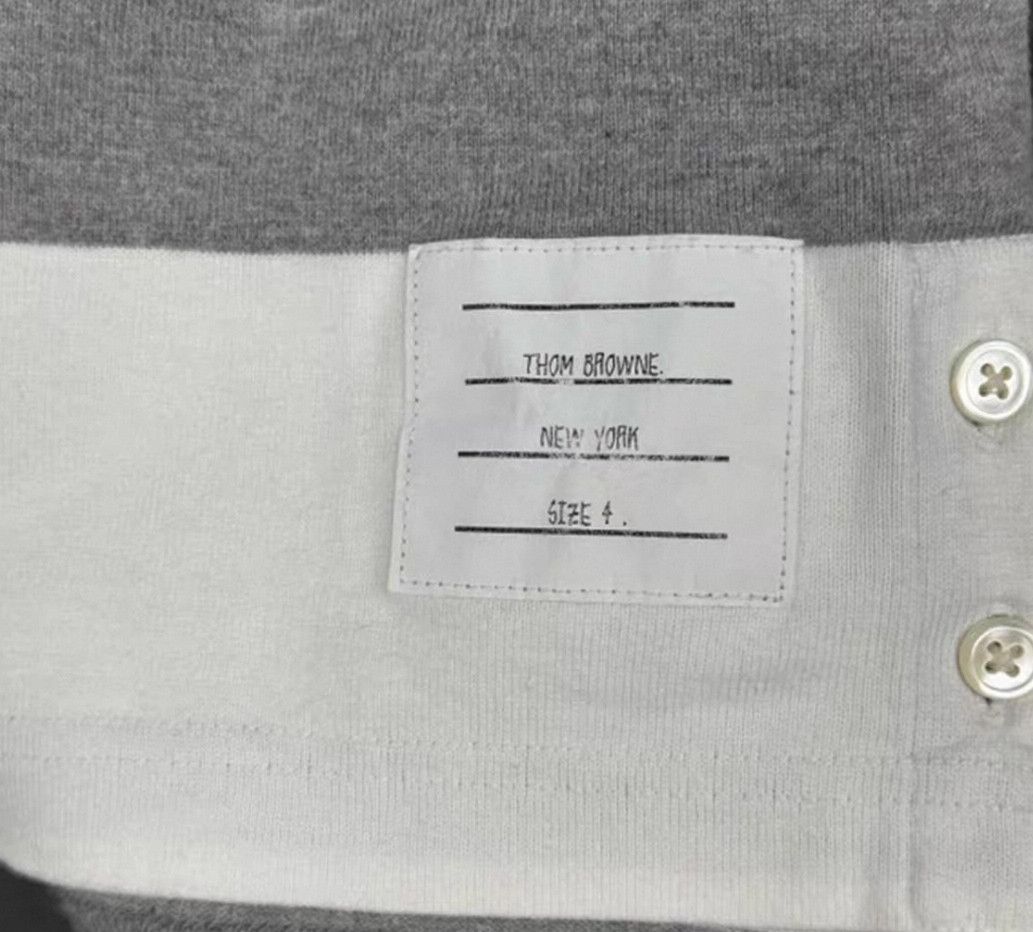 Thom Browne thom browne gray white long sleeve polo shirt. Size US XL / EU 56 / 4 - 3 Thumbnail