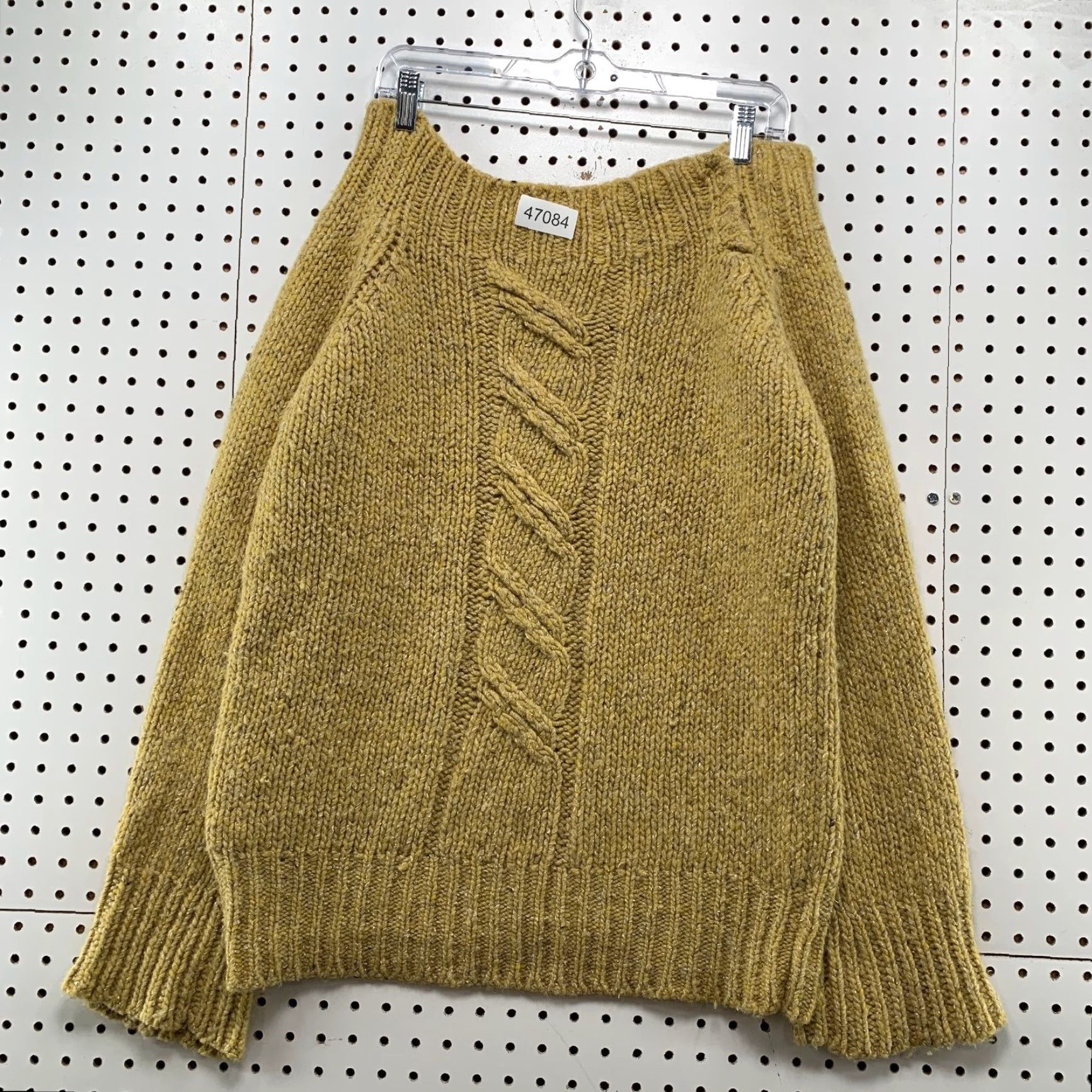 J.Crew J.CREW Wool Silk Sweater Womens Large Yellow Boat Neck Convertible Cable Knit Size L / US 10 / IT 46 - 2 Thumbnail