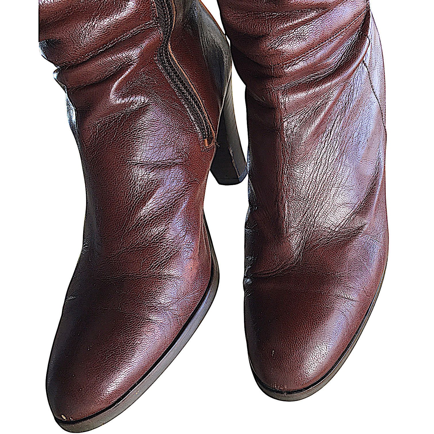 Vintage Brown Leather Cavalry Boots – Vintage 1970s Retro Size US 6 / IT 36 - 19 Thumbnail