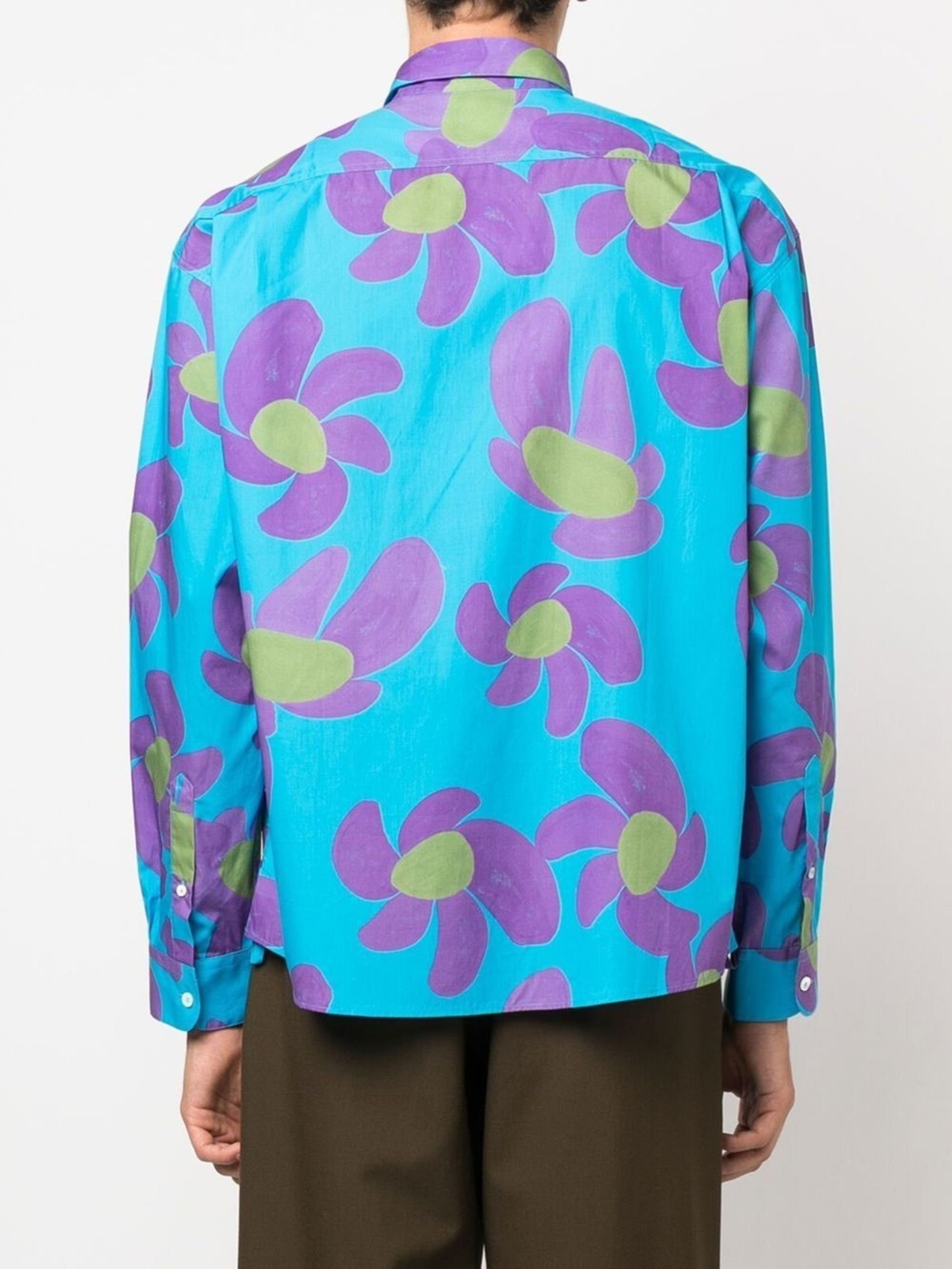 Jacquemus Blue Simon Floral Embroidered Logo Shirt Size US S / EU 44-46 / 1 - 6 Thumbnail