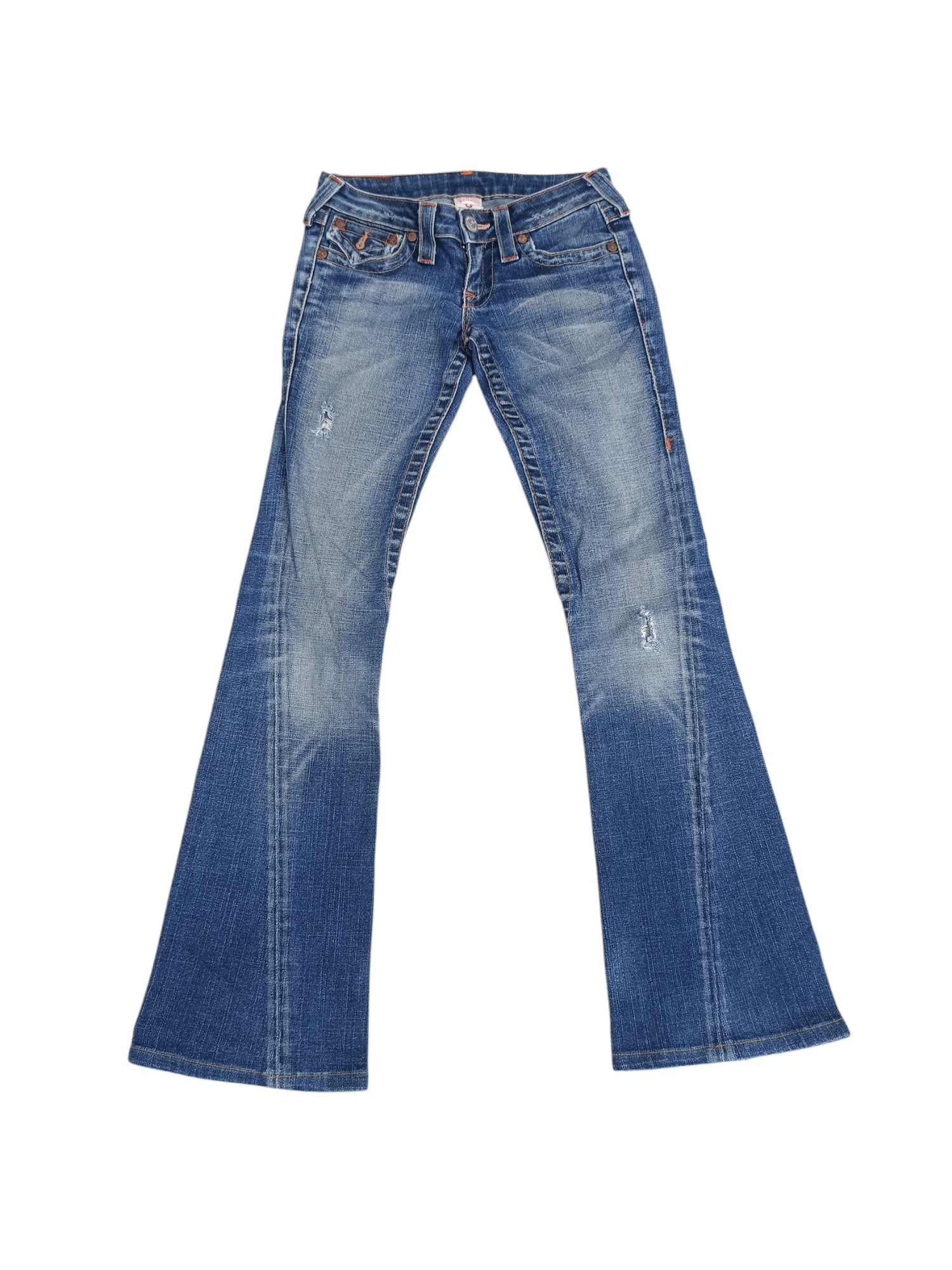 True Religion True Religion Low Rise Distressed Flare Jeans Size 25" / US 0 / IT 36 - 1 Thumbnail
