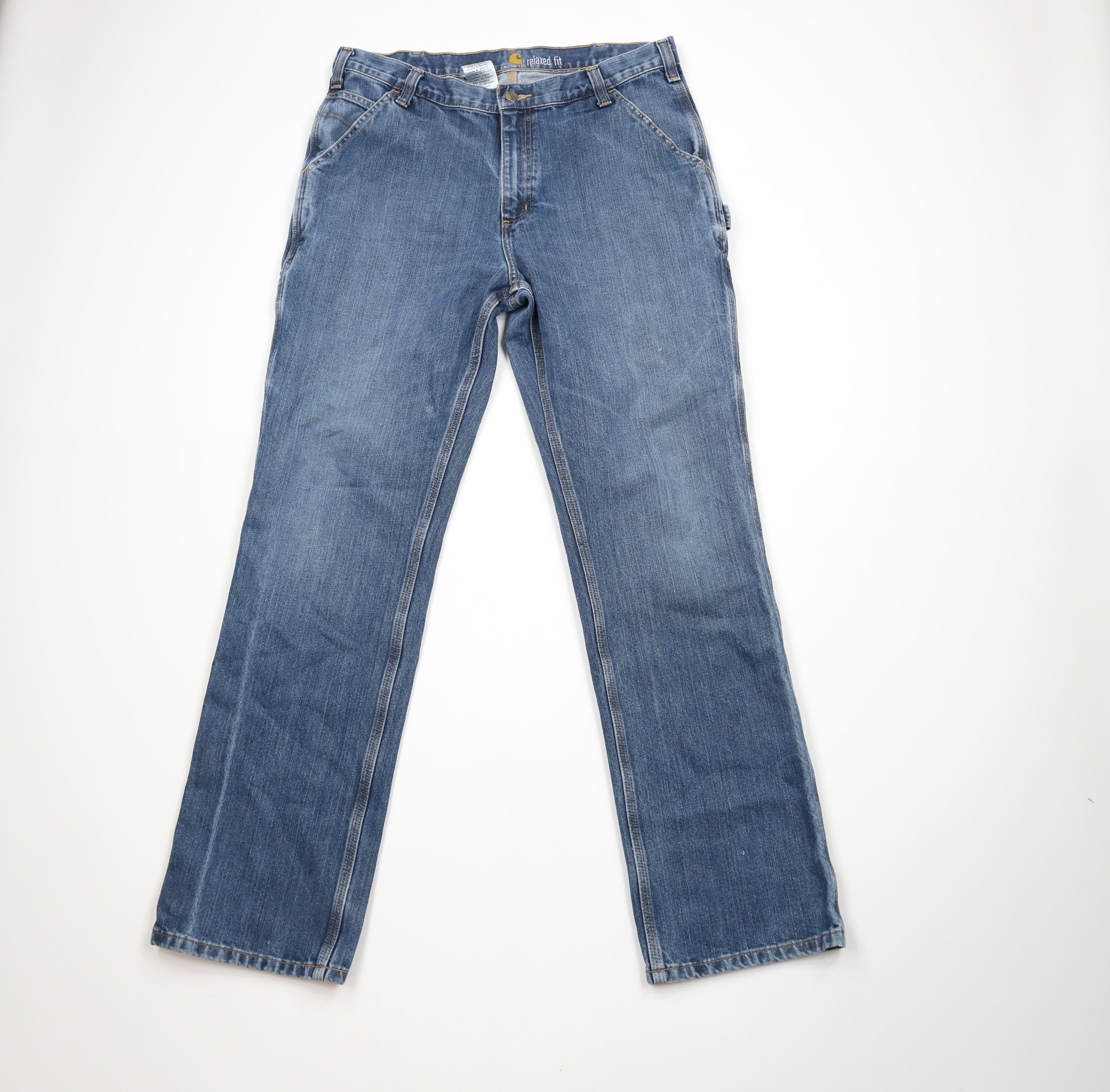 Carhartt × Vintage Vintage Carhartt Relaxed Fit Wide Leg Dungaree Jeans Blue Size US 36 / EU 52 - 1 Thumbnail