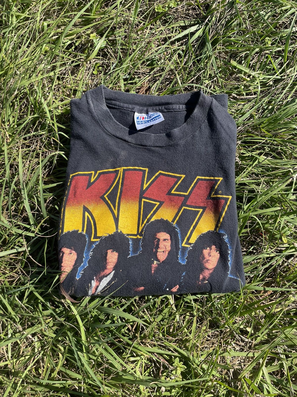 image of Vintage 1983 Kiss Tee Shirt in Black, Men's (Size Small)