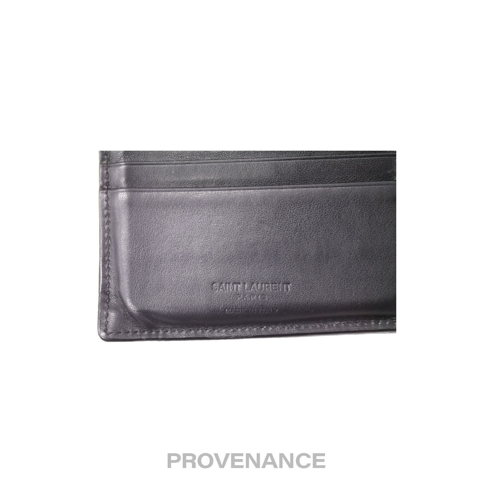 Saint Laurent Paris 🔴 Saint Laurent Paris SLP Logo Bifold Wallet - Black Size ONE SIZE - 6 Thumbnail